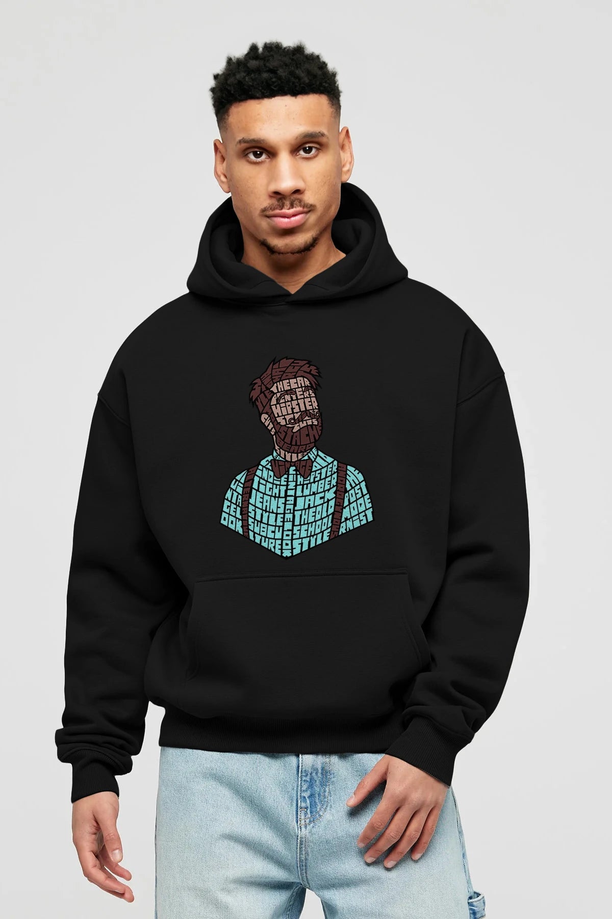 Hipster (2) Ön Baskılı Hoodie Oversize Kapüşonlu Sweatshirt Erkek Kadın Unisex