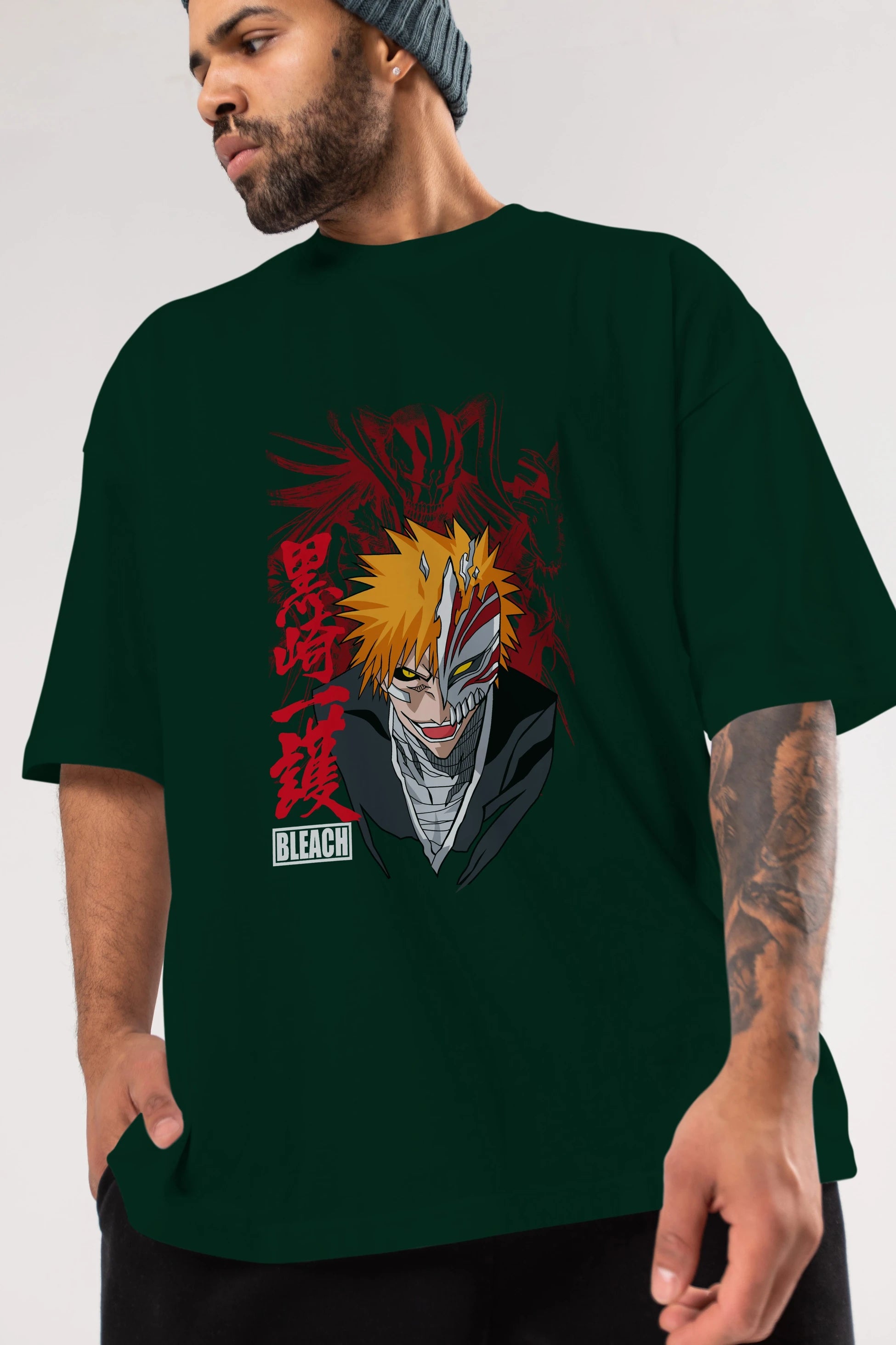 ICHIGO KUROSAKI VIZARD Anime Ön Baskılı Oversize t-shirt %100 pamuk Erkek Kadın Unisex