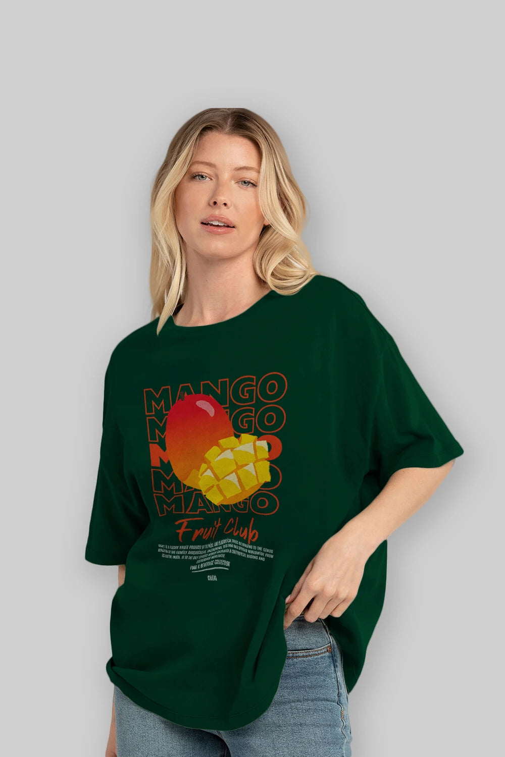 Mango Ön Baskılı Oversize t-shirt Erkek Kadın Pamuk Bisiklet Yaka tişort