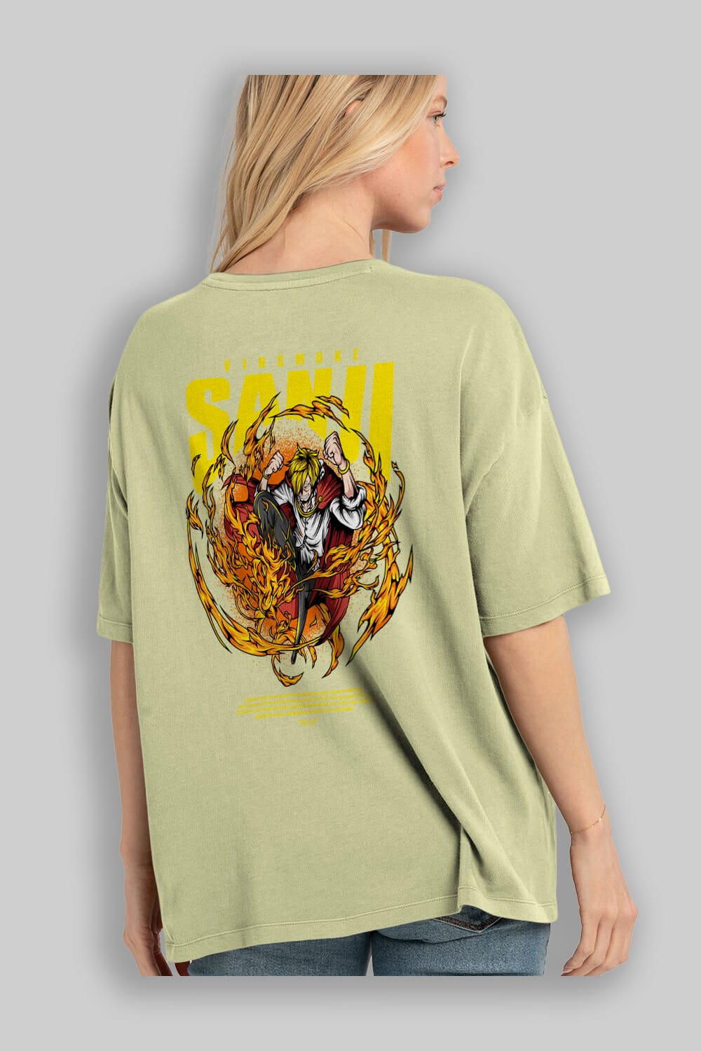 Vinsmoke Sanji Anime Arka Baskılı Oversize t-shirt Erkek Kadın Unisex