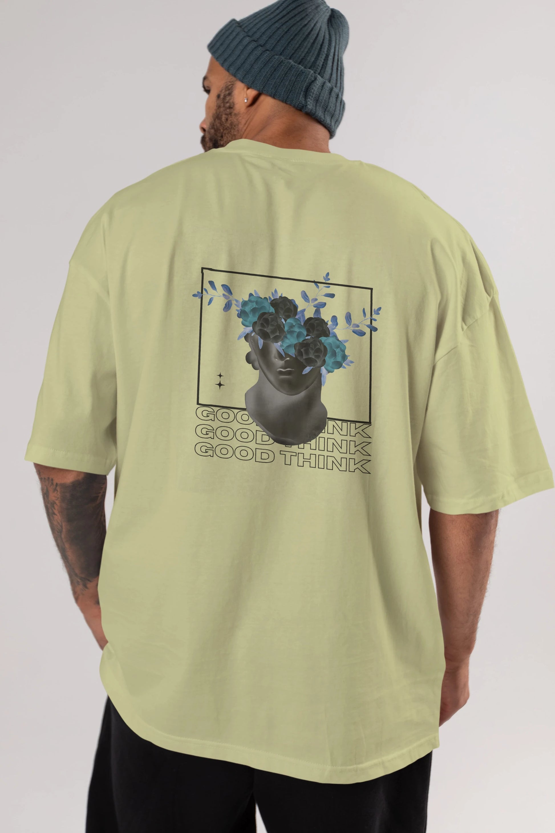 Good Think Yazılı Arka Baskılı Oversize t-shirt Erkek Kadın Unisex
