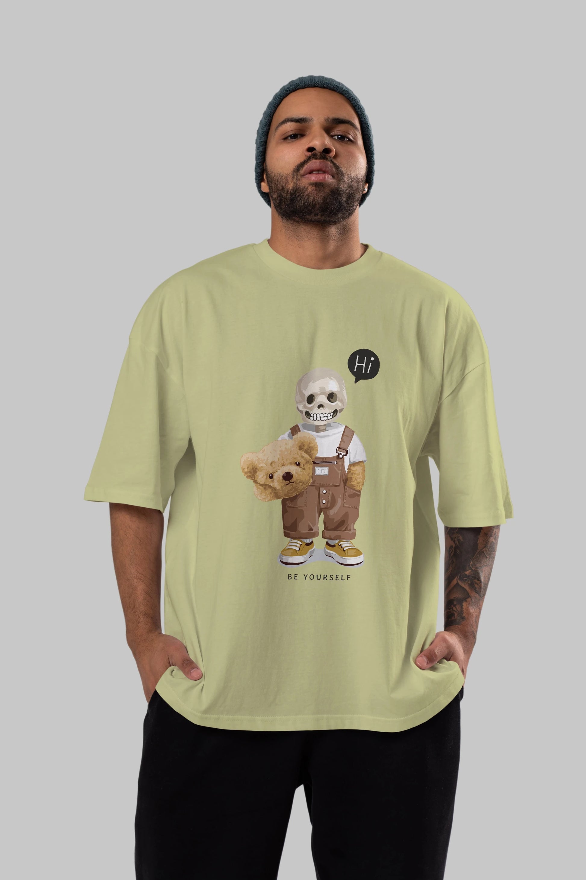 Teddy Bear hi Ön Baskılı Oversize t-shirt Erkek Kadın Unisex %100 Pamuk