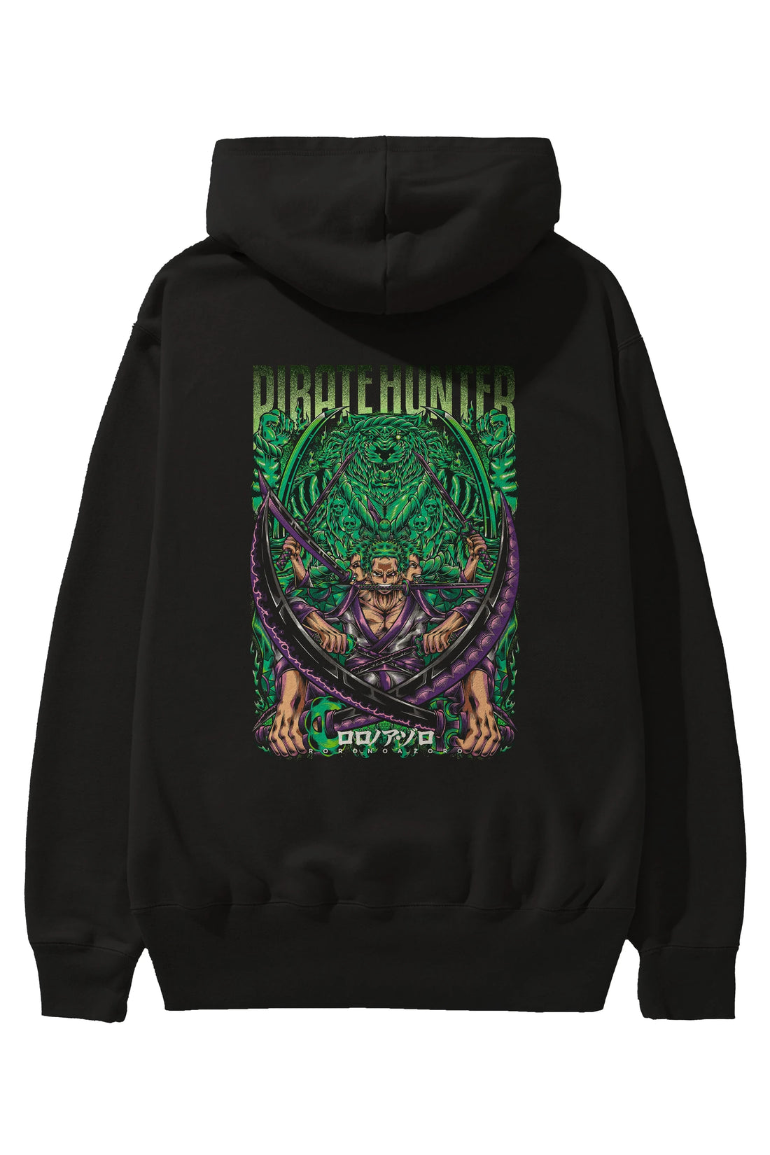 RORONOA ZORO 3 Anime Arka Baskılı Hoodie Oversize Kapüşonlu Sweatshirt Erkek Kadın Unisex