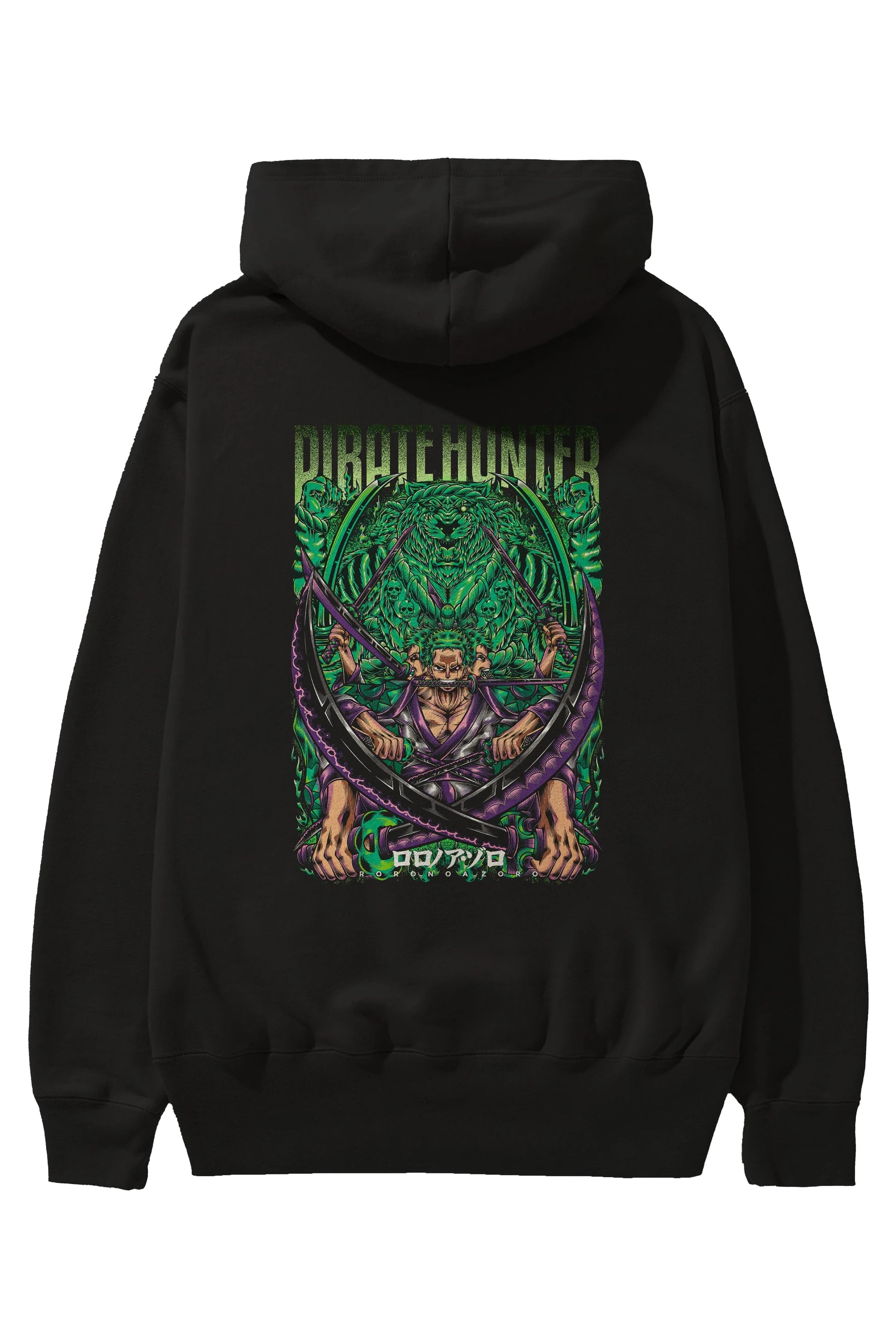 RORONOA ZORO 3 Anime Arka Baskılı Hoodie Oversize Kapüşonlu Sweatshirt Erkek Kadın Unisex