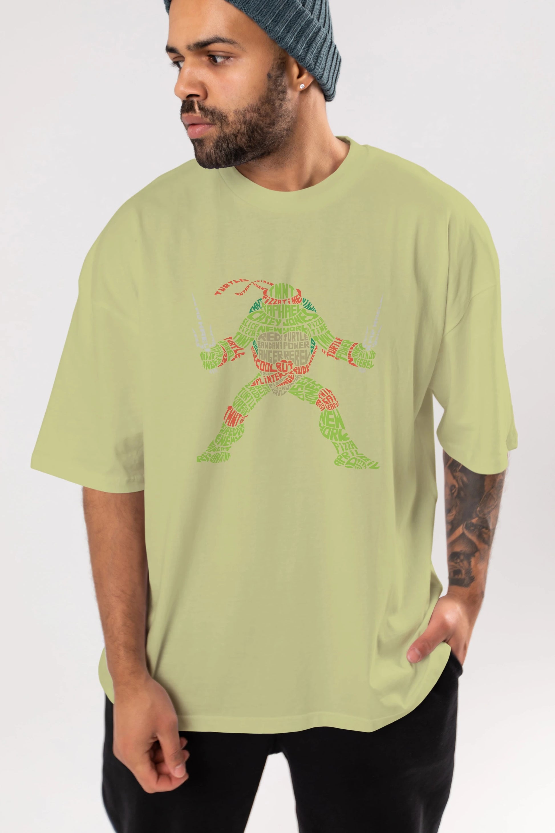 Ninja Turtle Ön Baskılı Oversize t-shirt %100 pamuk Erkek Kadın Unisex