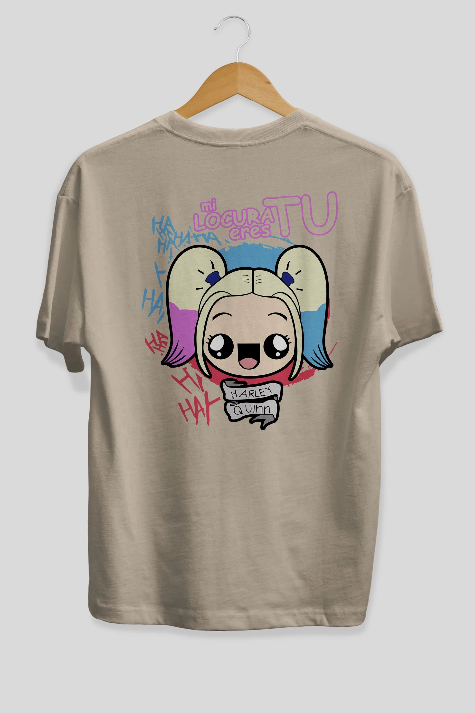 Harley Quinn Arka Baskılı Oversize t-shirt Erkek Kadın Unisex %100 Pamuk Bisiklet Yaka tişort