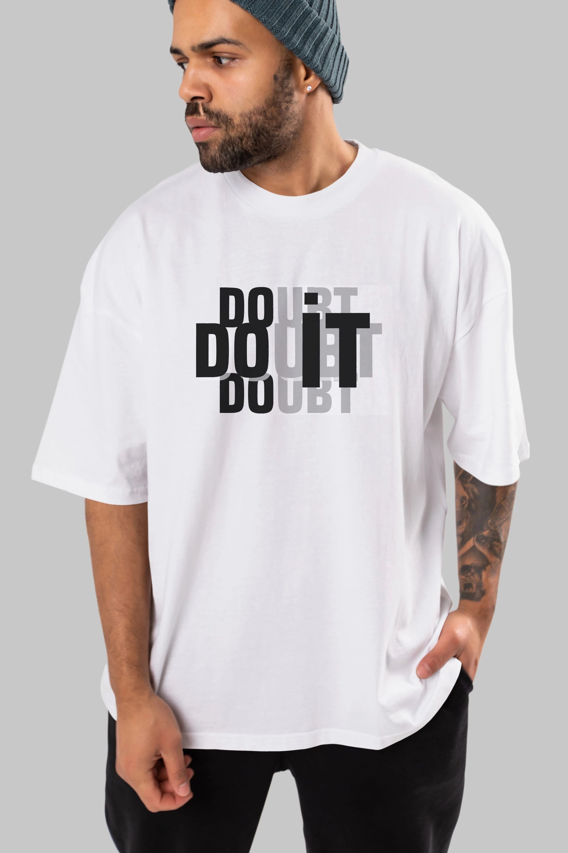 Do it Yazılı Ön Baskılı Oversize t-shirt Erkek Kadın Unisex