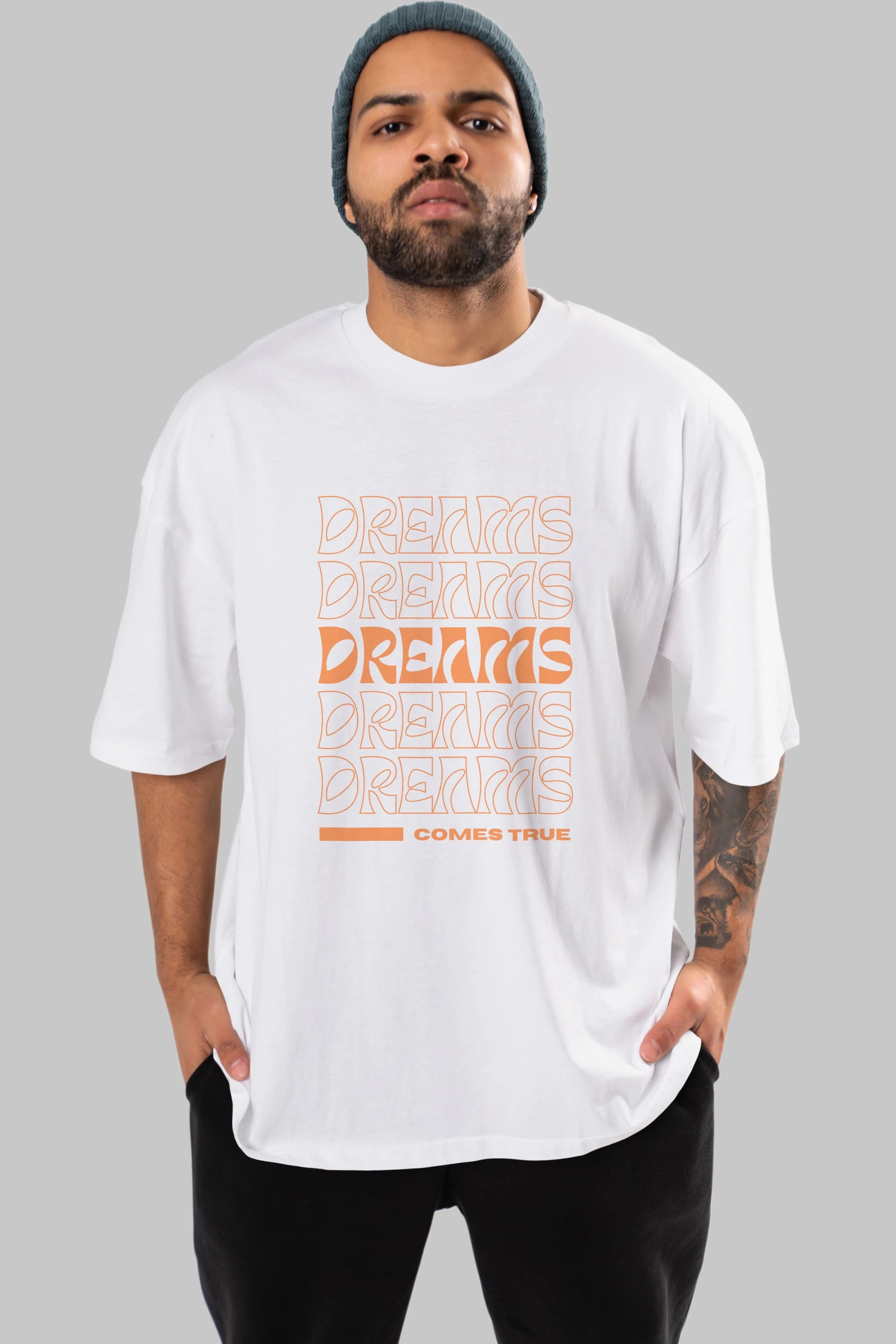 Dreams Yazılı Ön Baskılı Oversize t-shirt Erkek Kadın Unisex