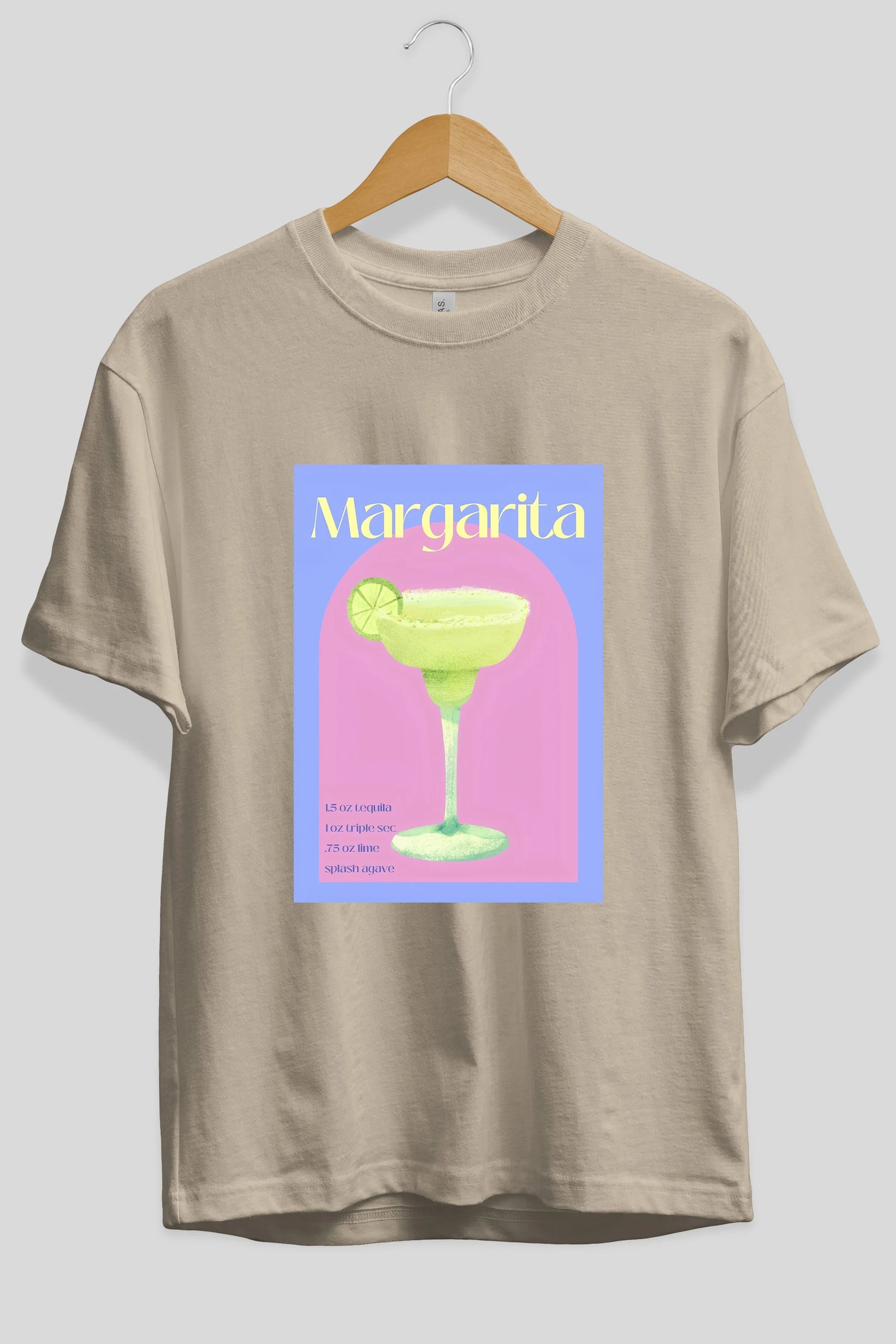 Margarita 6 Ön Baskılı Oversize t-shirt Erkek Kadın Unisex %100 Pamuk Bisiklet Yaka tişort