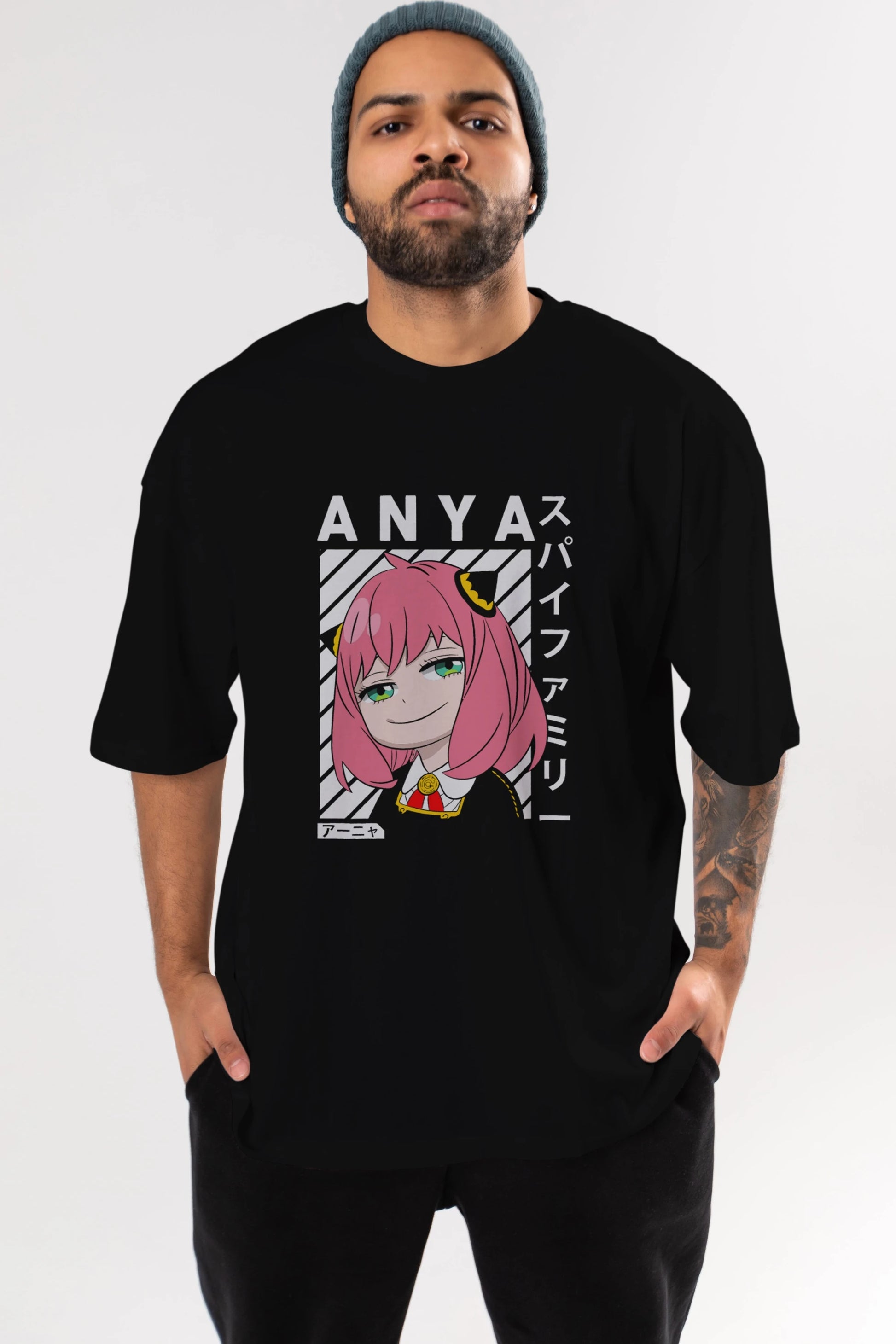 Anya SPYX FAMILY Anime Ön Baskılı Oversize t-shirt %100 pamuk Erkek Kadın Unisex