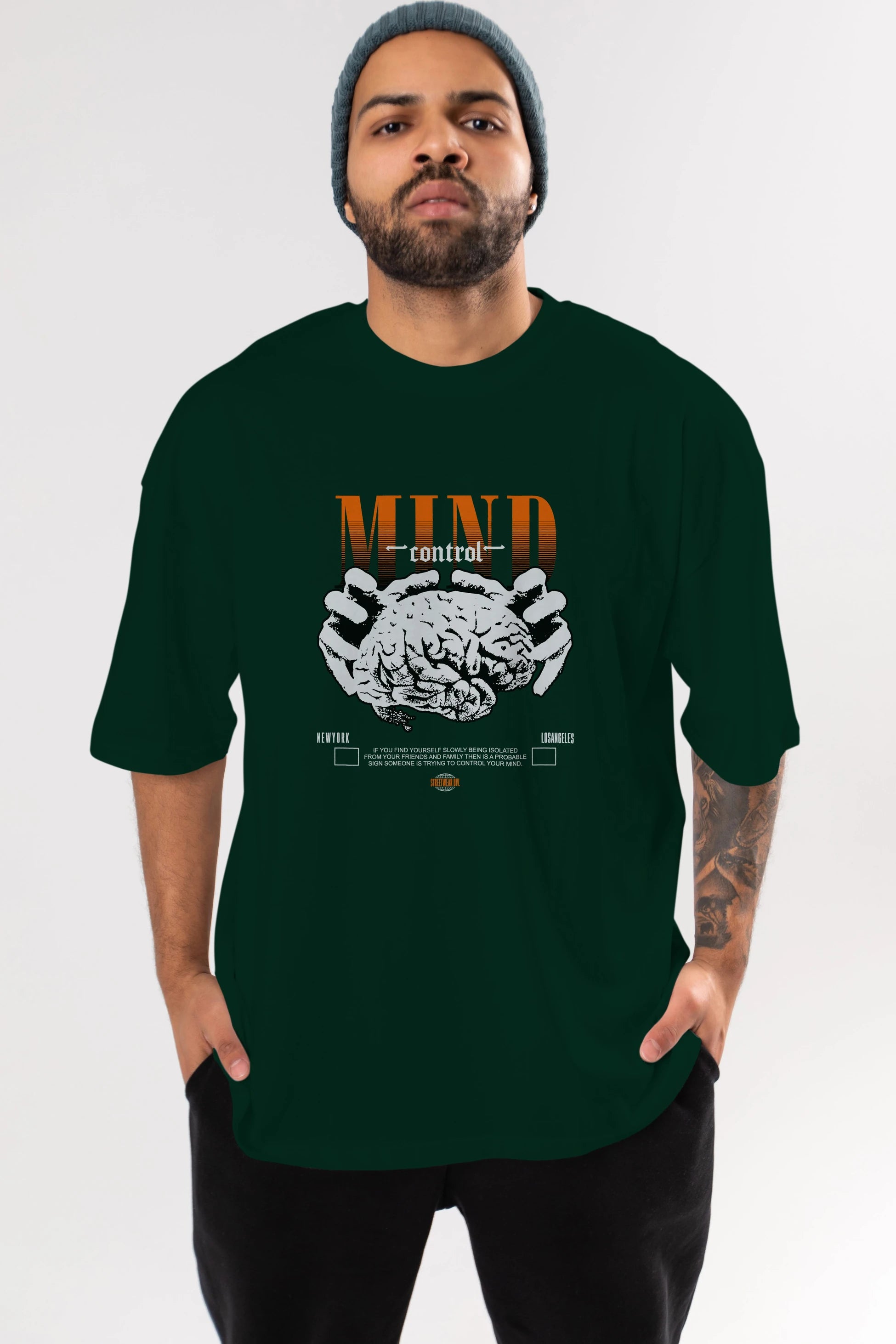 Mind Control Ön Baskılı Oversize t-shirt Erkek Kadın Unisex