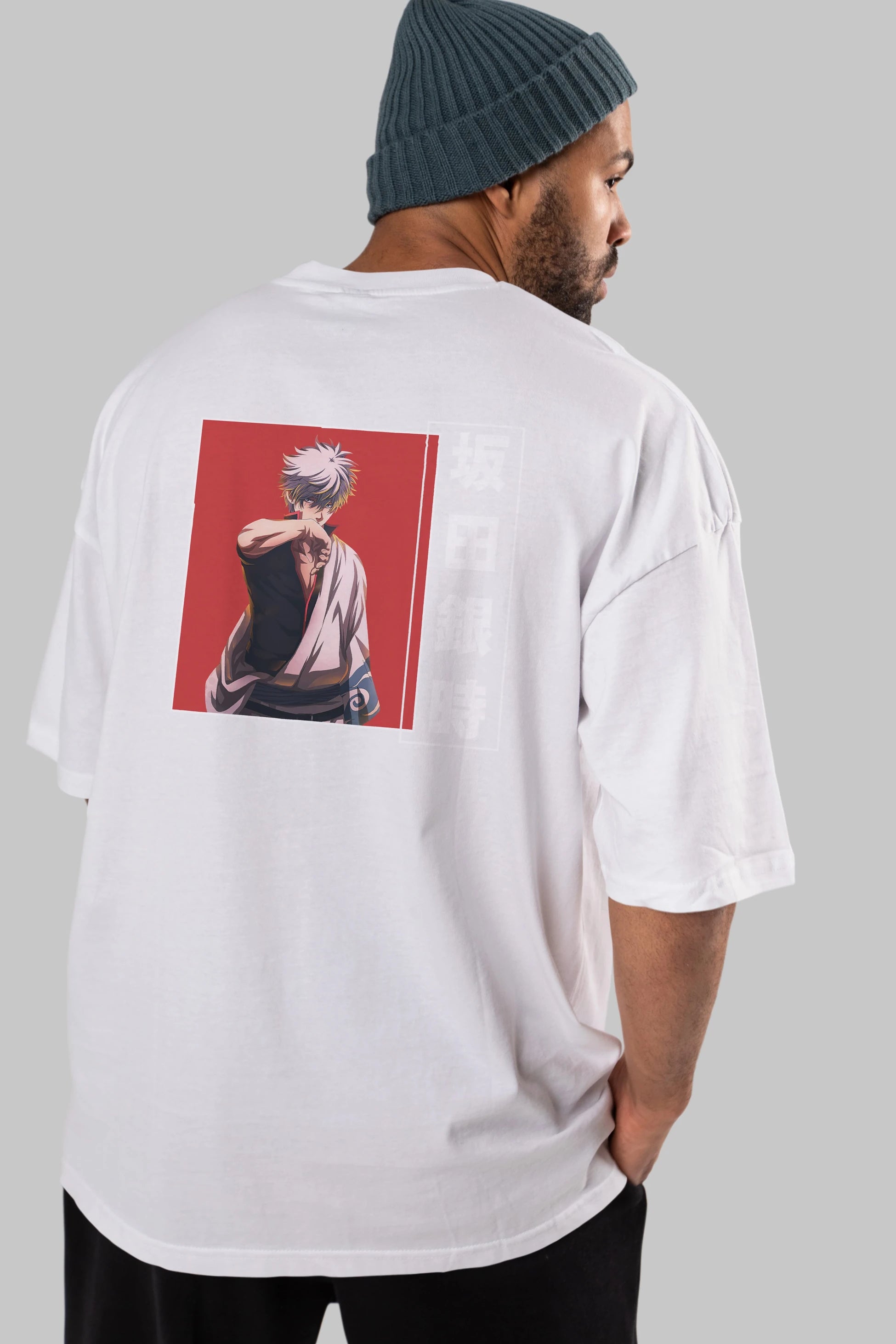 Gintoki Sakata GINTAMA 1 Anime Arka Baskılı Oversize t-shirt Erkek Kadın Unisex