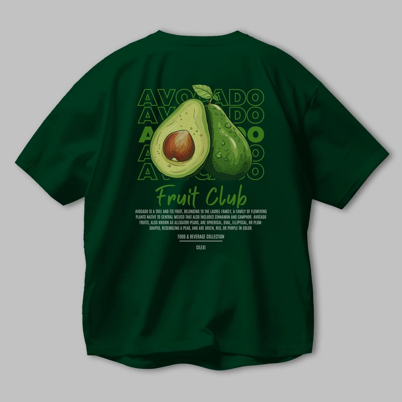 Avocado Arka Baskılı Oversize t-shirt Erkek Kadın Pamuk Bisiklet Yaka tişort