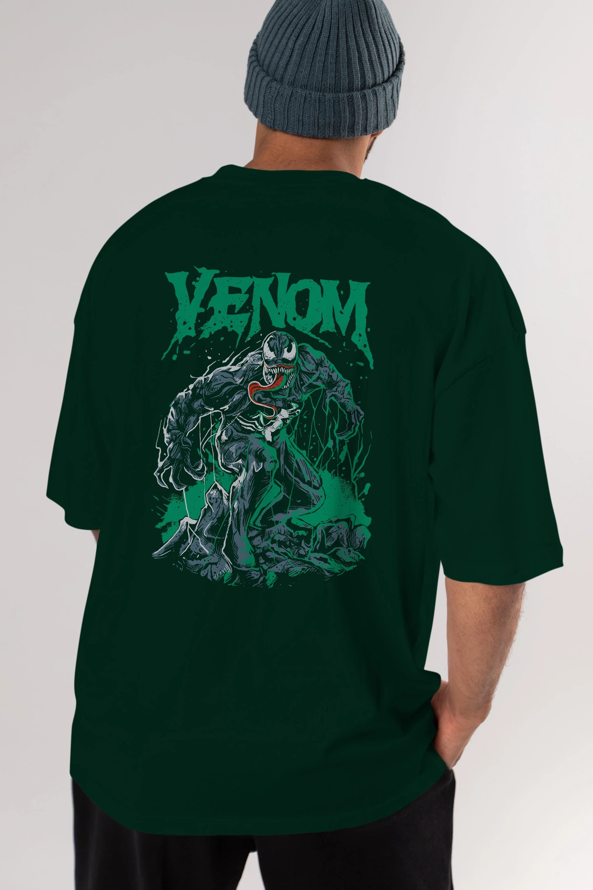 Venom (3) Arka Baskılı Oversize t-shirt Erkek Kadın Unisex %100 Pamuk Bisiklet Yaka tişort