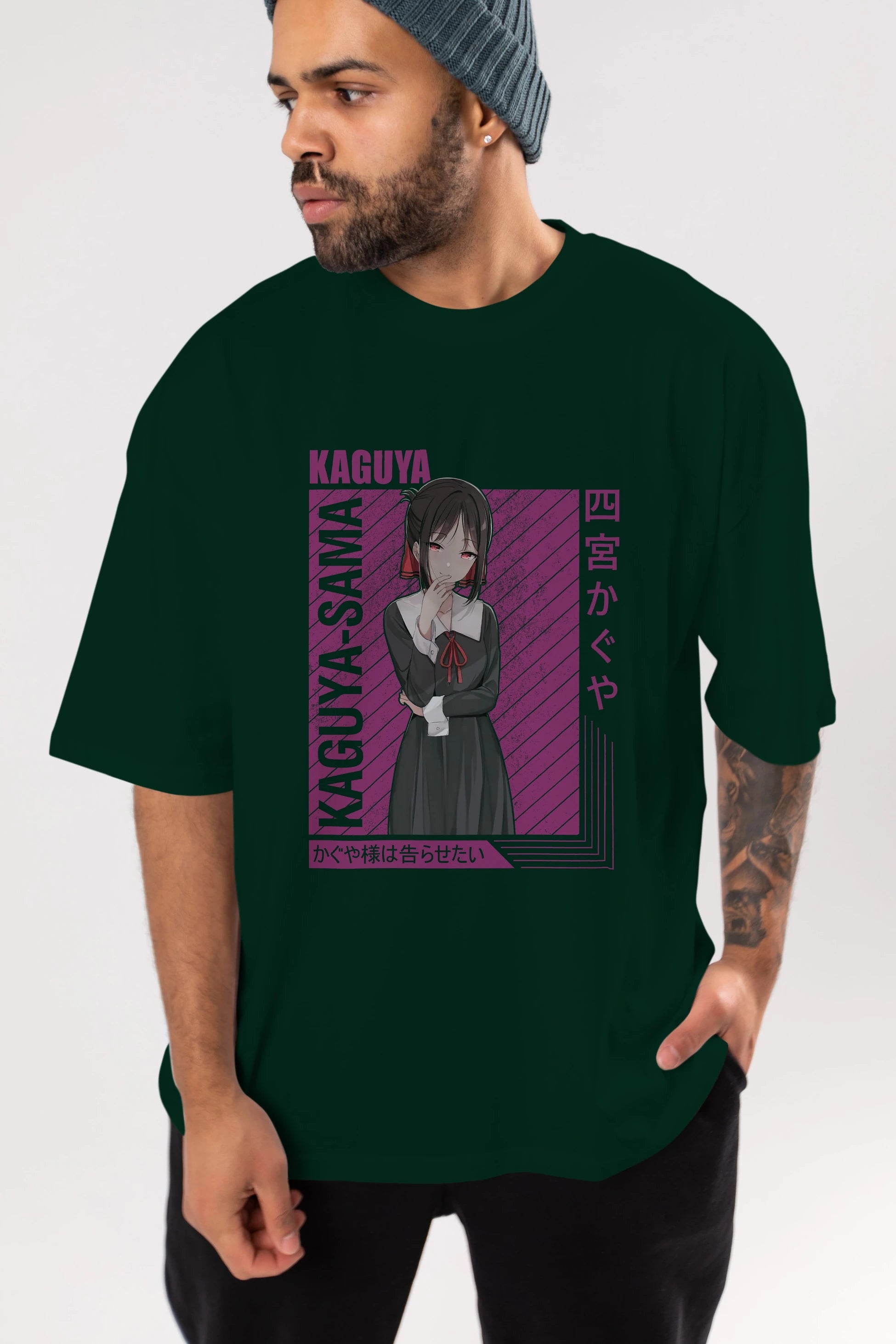 Kaguya Shinomiya 4 1 Anime Ön Baskılı Oversize t-shirt %100 pamuk Erkek Kadın Unisex