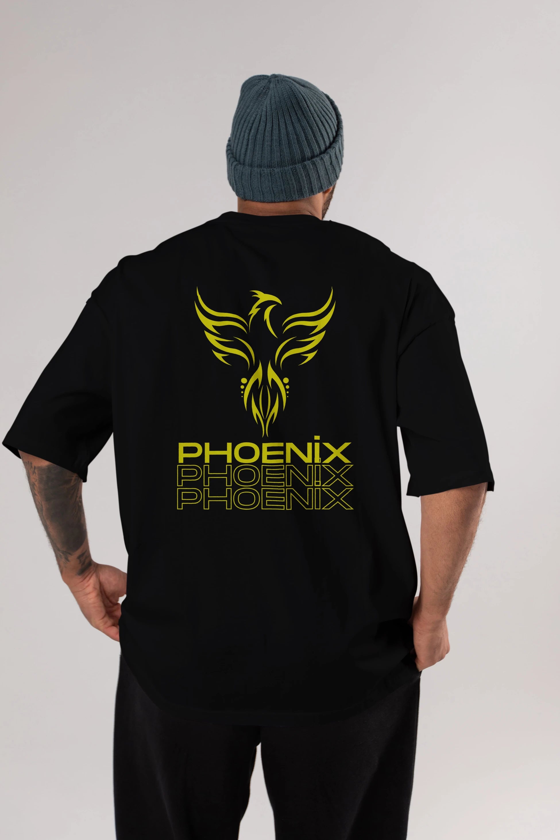 Phoenix Yazılı Arka Baskılı Oversize t-shirt Erkek Kadın Unisex