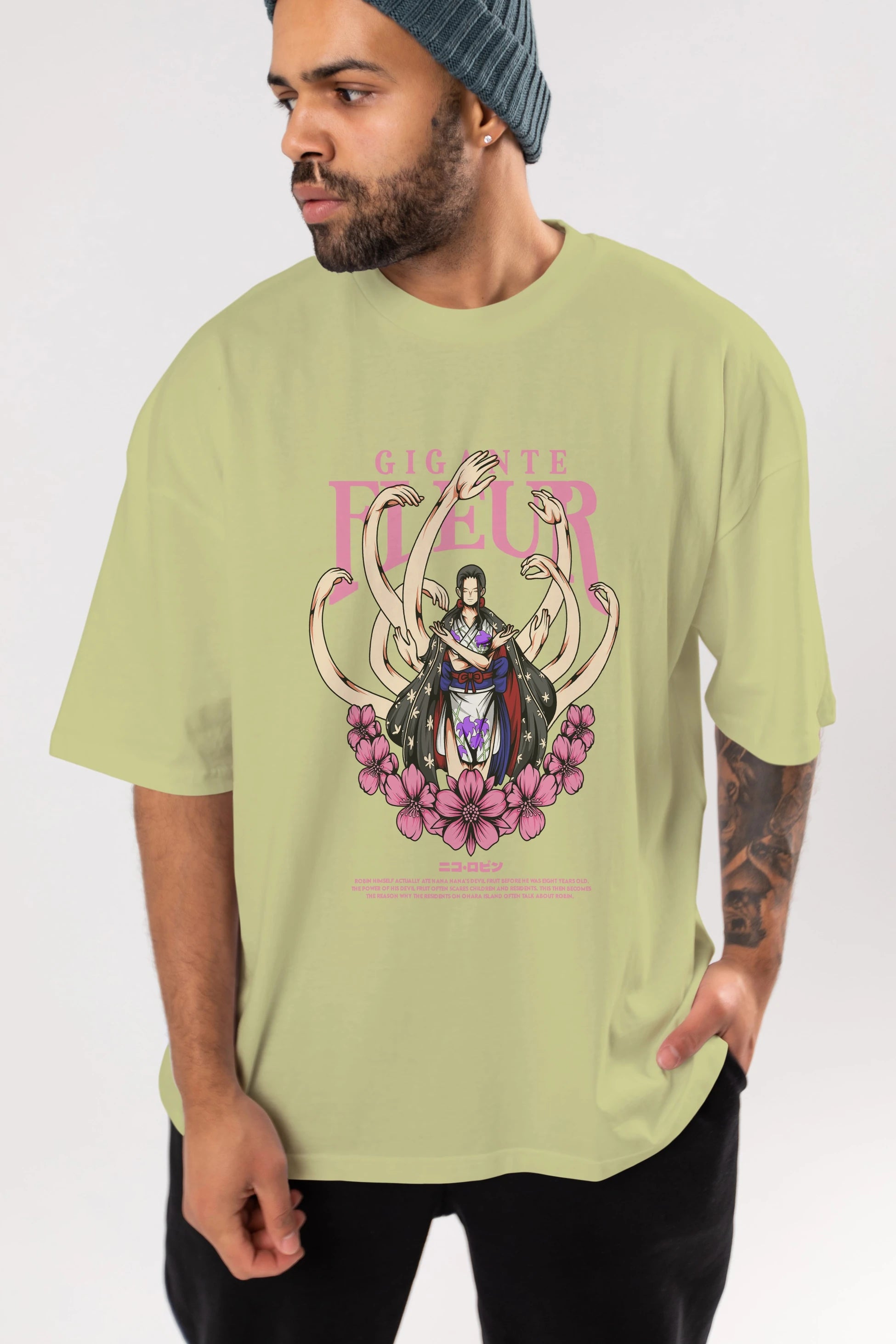 Gigante Fleur Anime Ön Baskılı Oversize t-shirt %100 pamuk Erkek Kadın Unisex