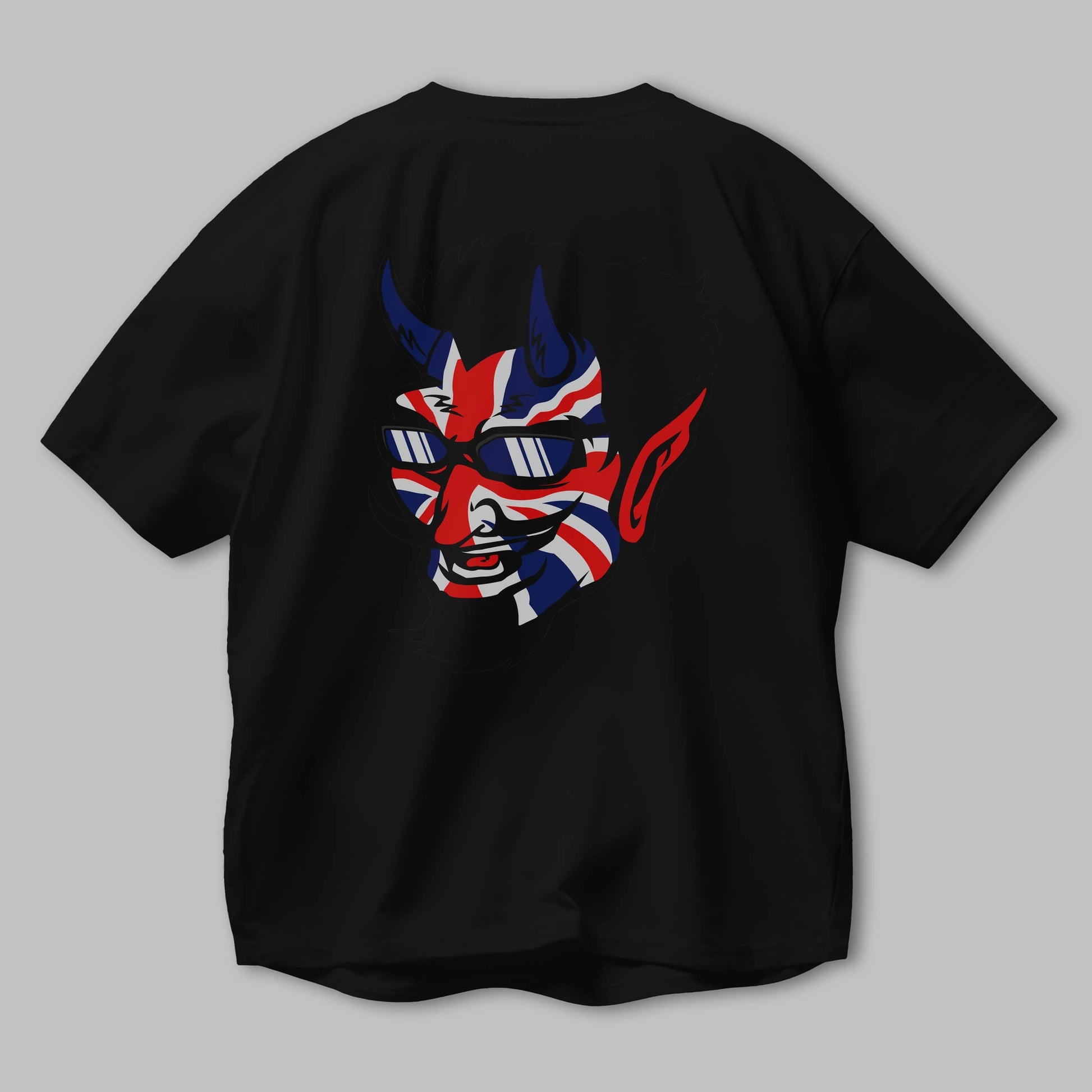 UK Devil Arka Baskılı Oversize t-shirt Erkek Kadın Unisex %100 Pamuk tişort