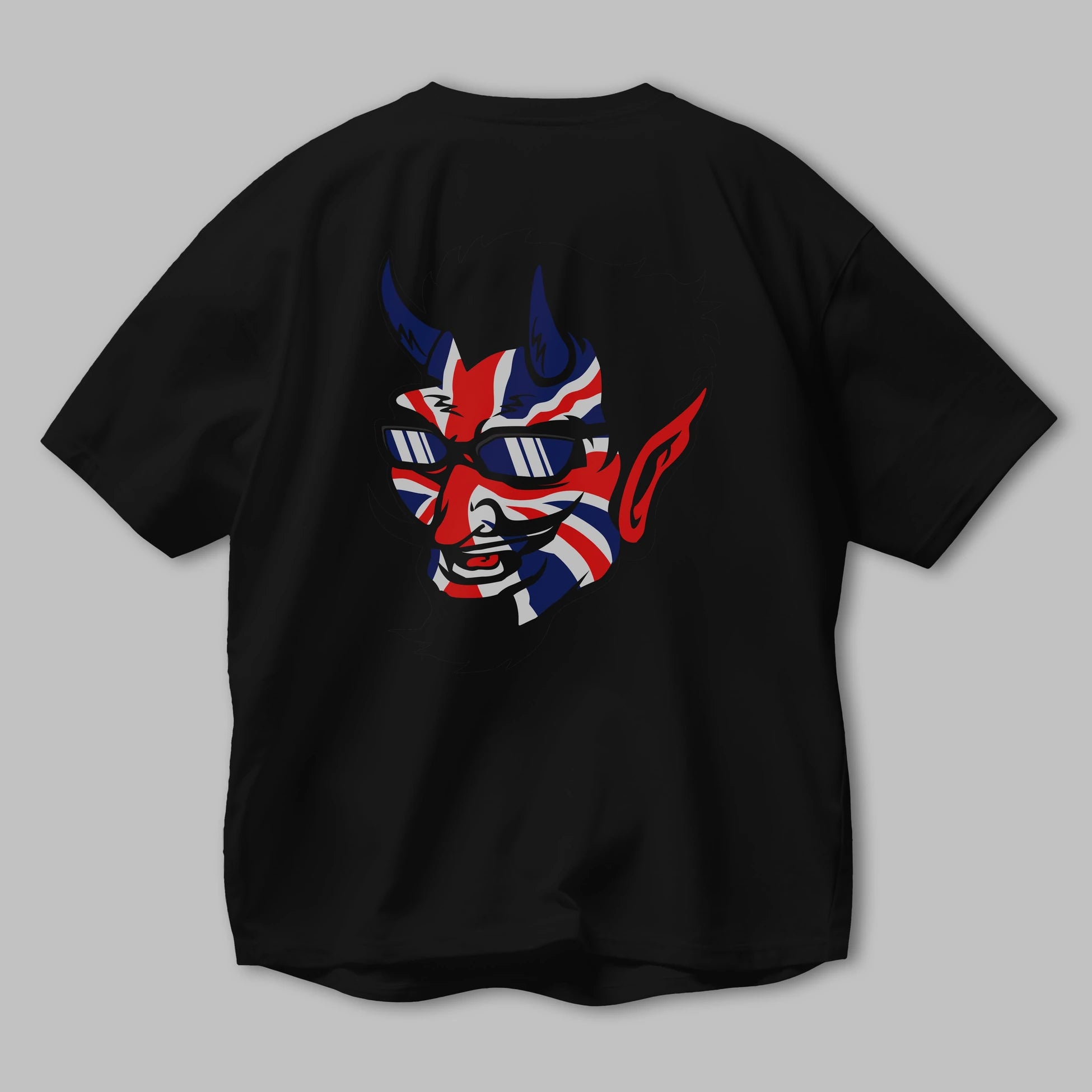UK Devil Arka Baskılı Oversize t-shirt Erkek Kadın Unisex %100 Pamuk tişort