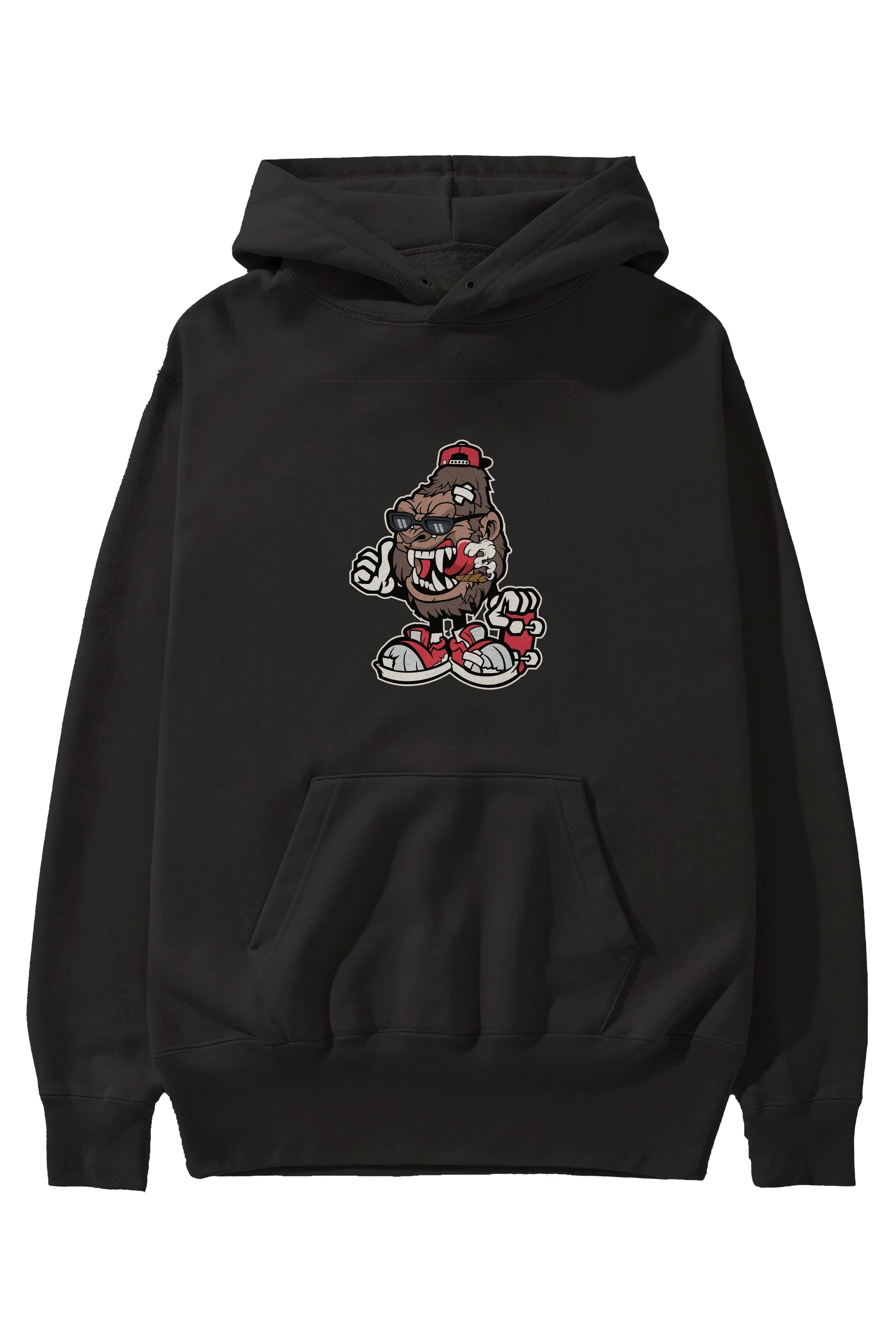 Gorilla Skater Ön Baskılı Hoodie Oversize Kapüşonlu Sweatshirt Erkek Kadın Unisex