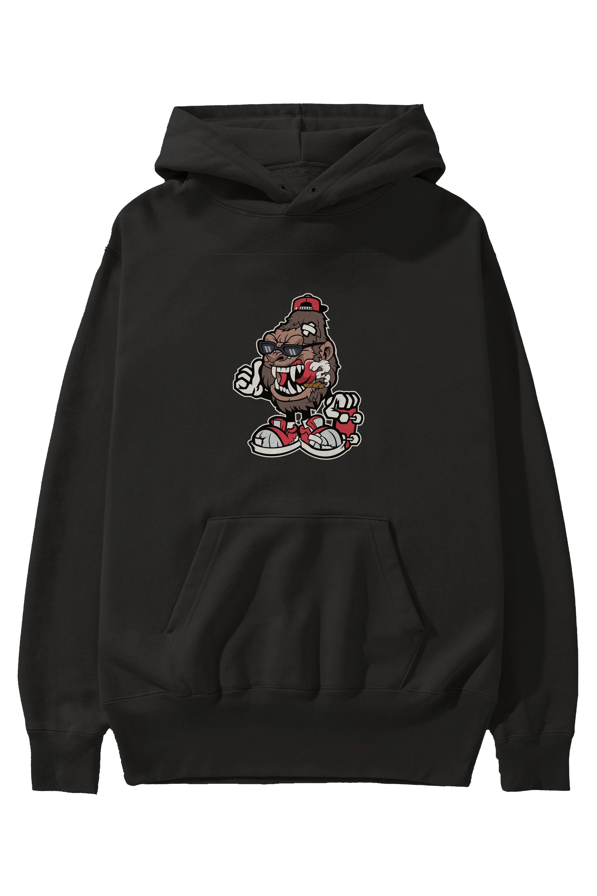 Gorilla Skater Ön Baskılı Hoodie Oversize Kapüşonlu Sweatshirt Erkek Kadın Unisex