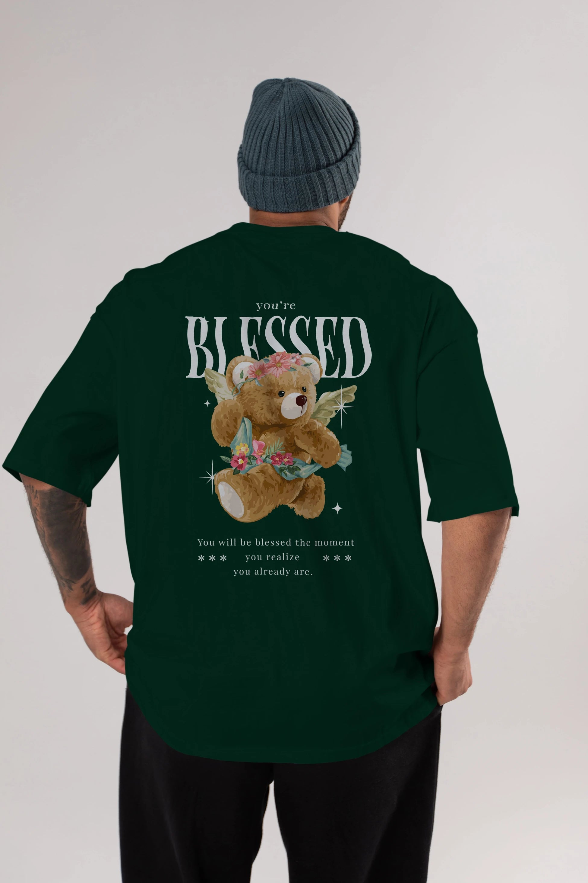 You are Blessed Bear Arka Baskılı Oversize t-shirt Erkek Kadın Unisex