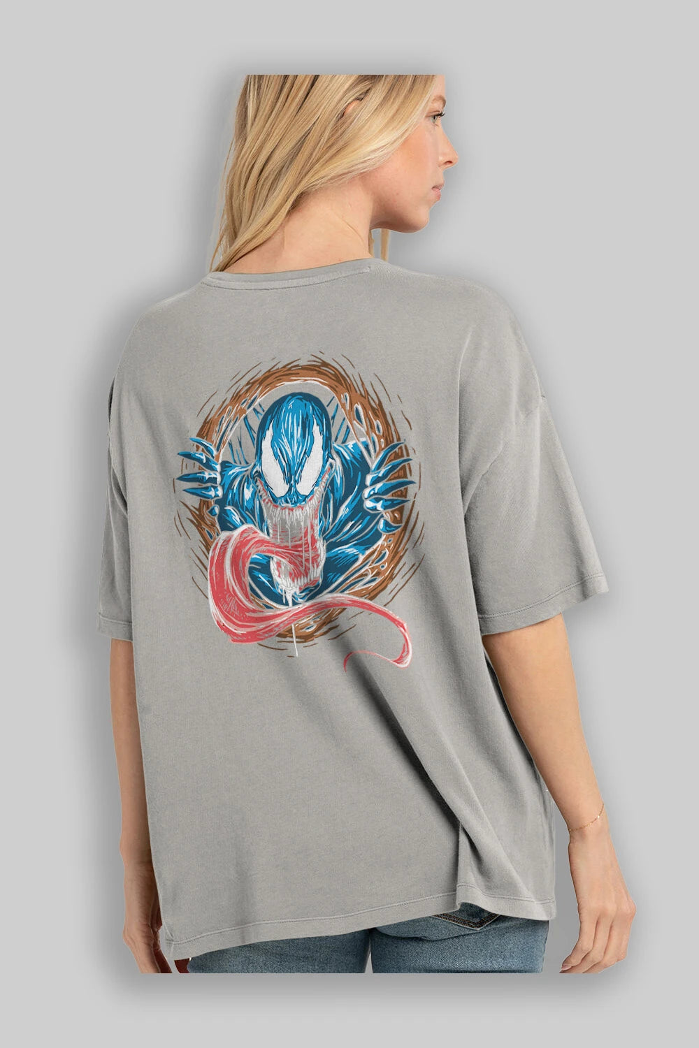 Venom (7) Arka Baskılı Oversize t-shirt Erkek Kadın Unisex %100 Pamuk Bisiklet Yaka tişort