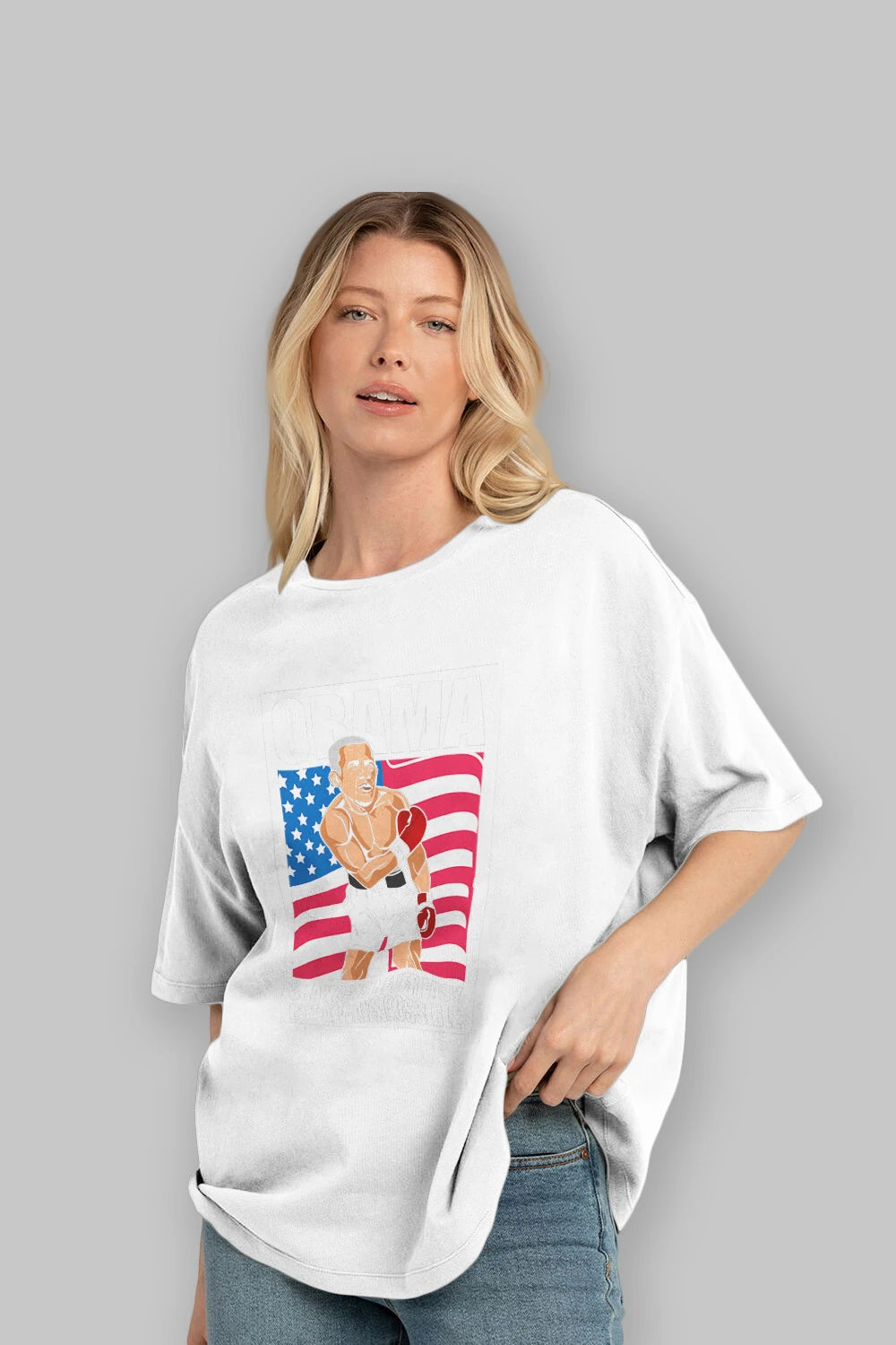 Obama Ön Baskılı Oversize t-shirt Erkek Kadın Unisex %100 Pamuk tişort