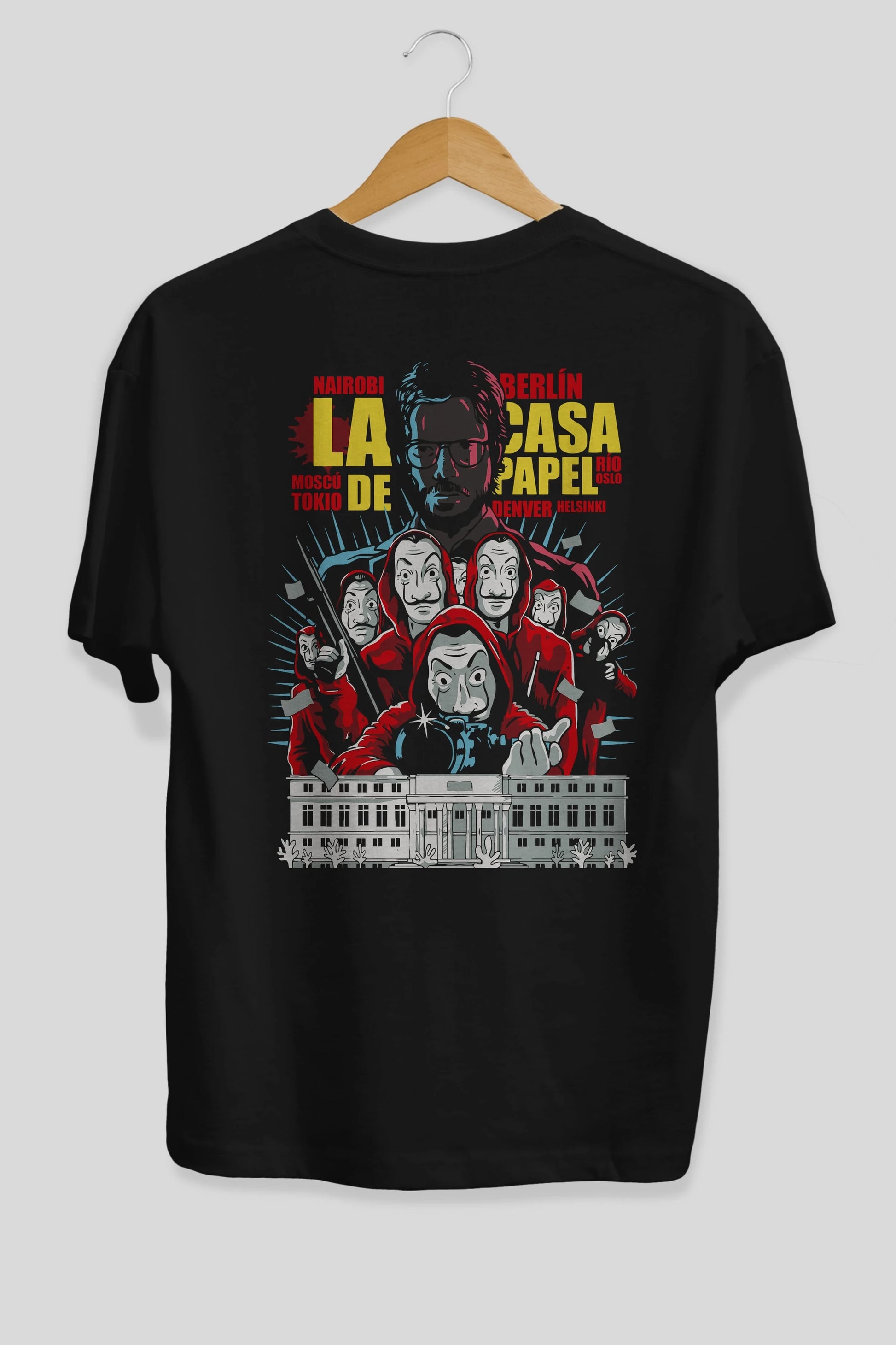 La Casa De Papel (6) Arka Baskılı Oversize t-shirt Erkek Kadın Unisex %100 Pamuk Bisiklet Yaka tişort