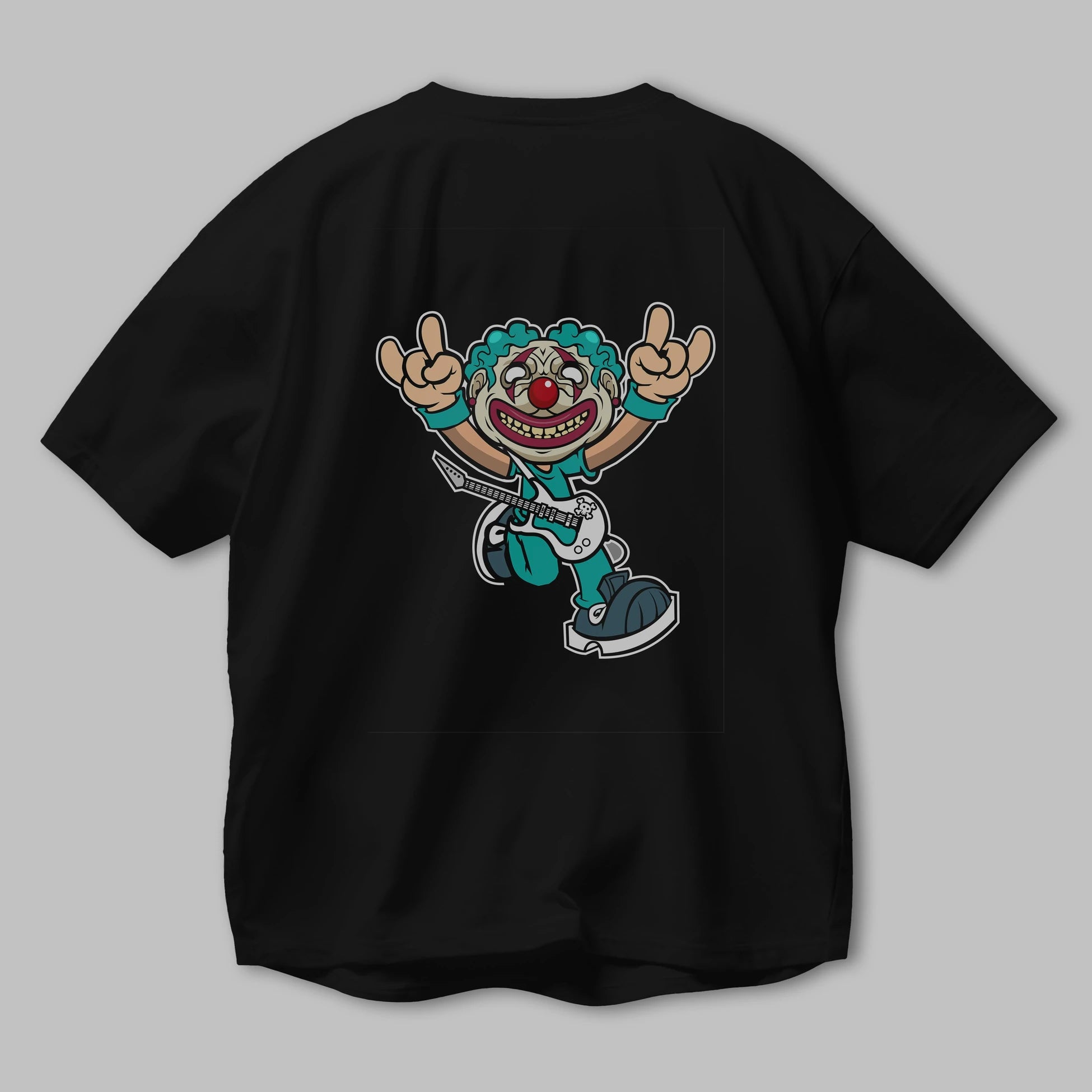 Clown Punk Arka Baskılı Oversize t-shirt Erkek Kadın Unisex %100 Pamuk tişort