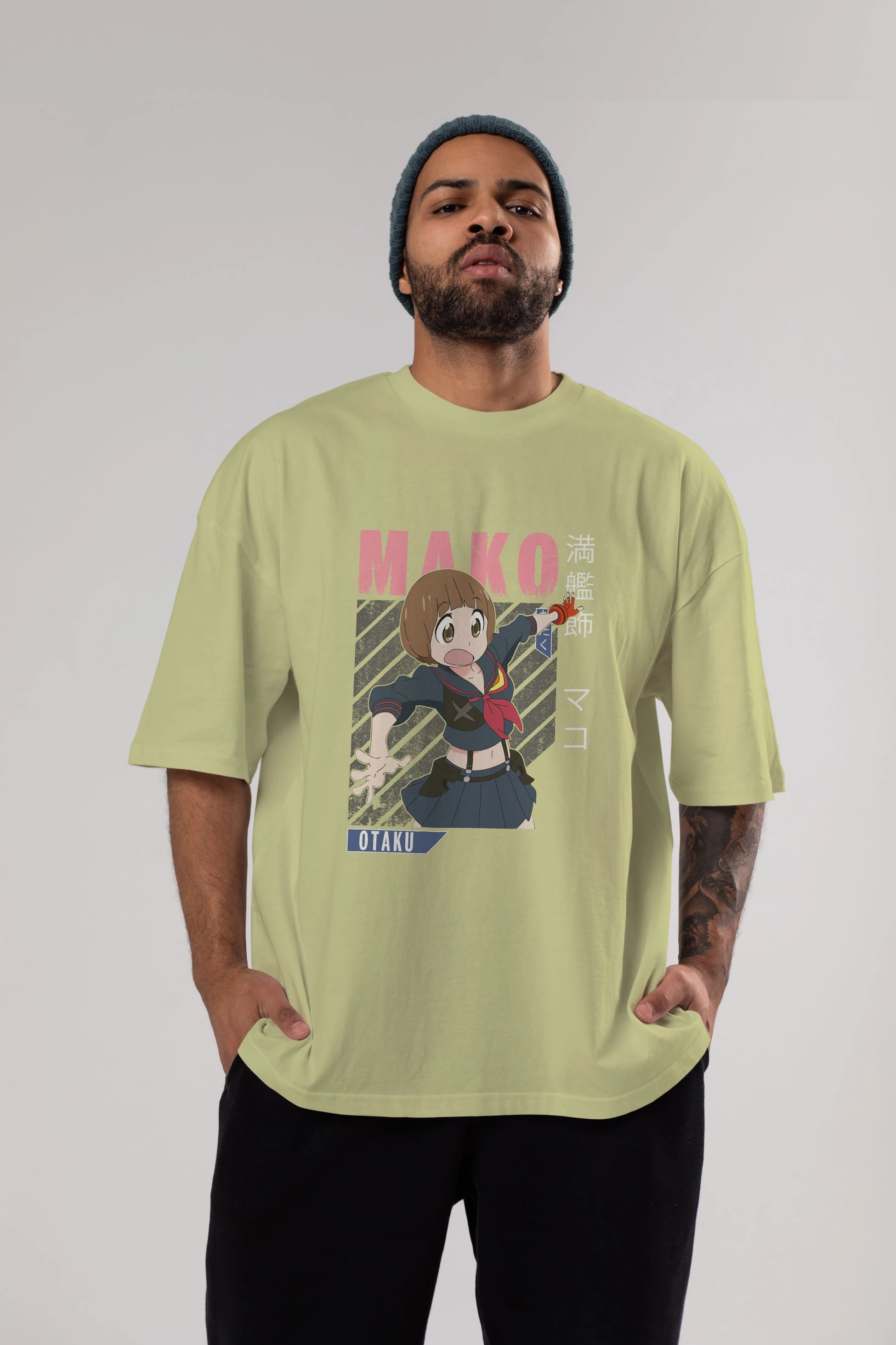 Mako Mankanshoku 2 Anime Ön Baskılı Oversize t-shirt %100 pamuk Erkek Kadın Unisex