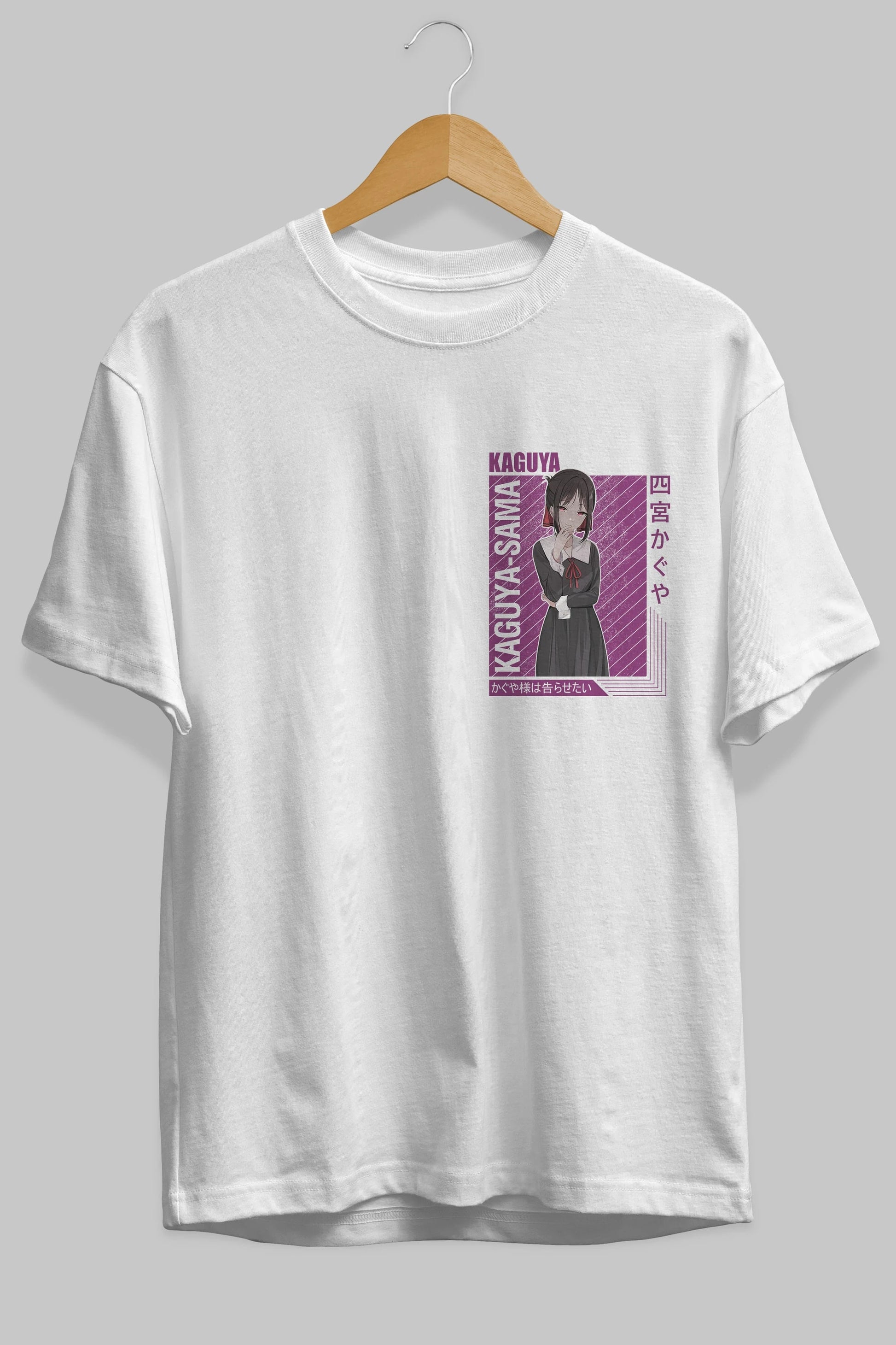Kaguya Shinomiya 4 1 Ön Sol Baskılı Oversize t-shirt Erkek Kadın Unisex %100 Pamuk Bisiklet Yaka tişort