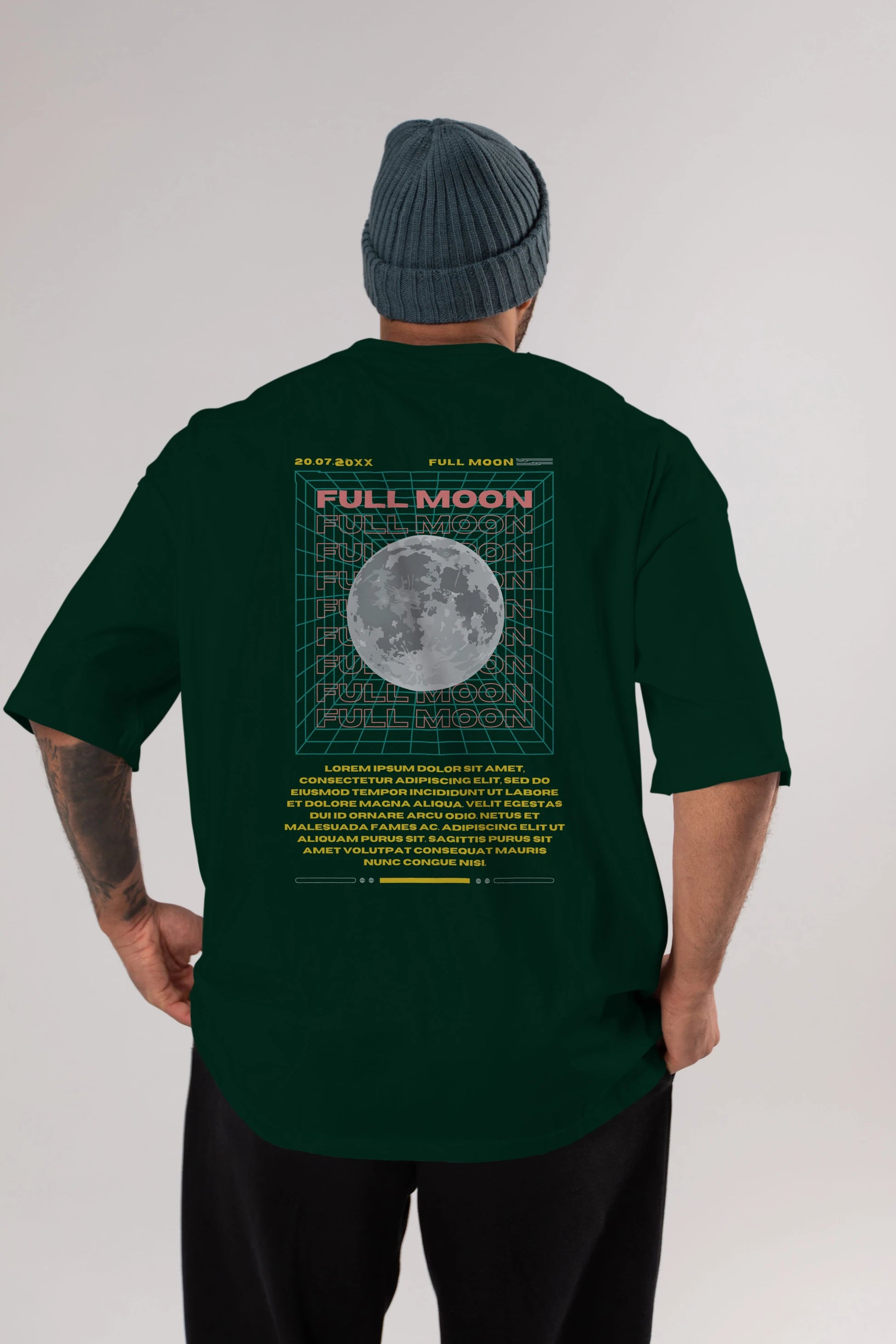 Full Moon Yazılı Arka Baskılı Oversize t-shirt Erkek Kadın Unisex