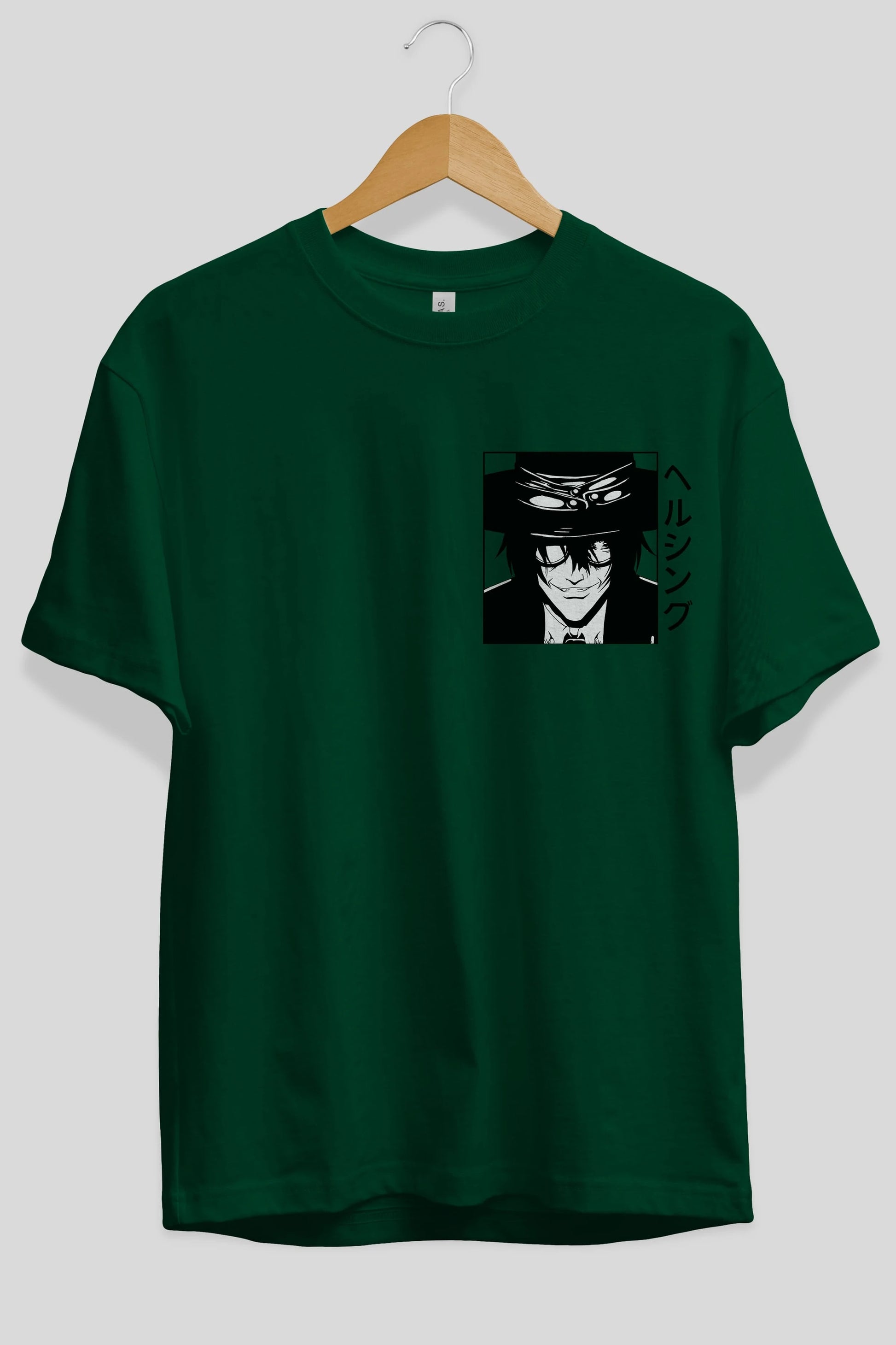 Alucard 1 Ön Sol Baskılı Oversize t-shirt Erkek Kadın Unisex %100 Pamuk Bisiklet Yaka tişort