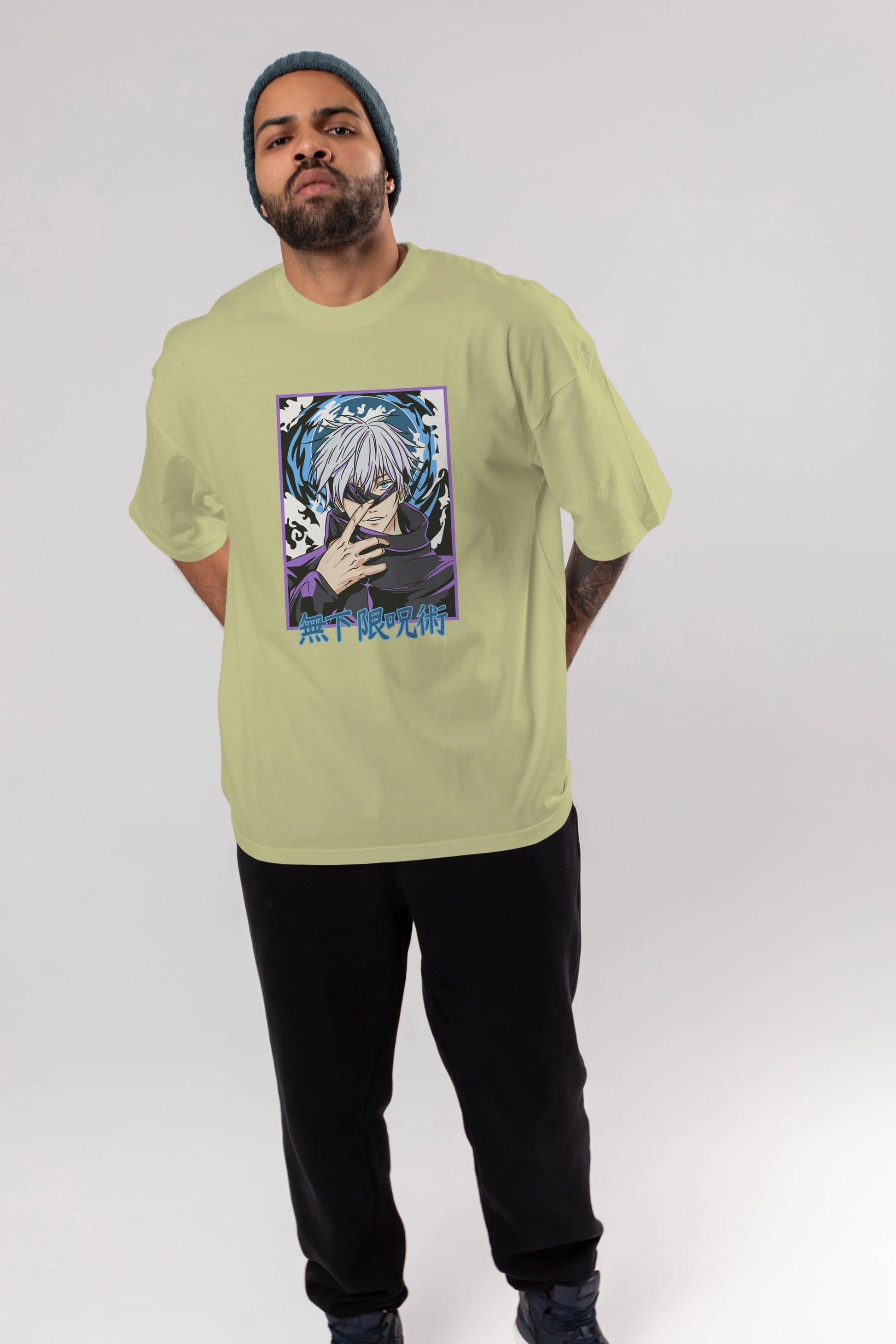 SATORU GOJO 3 Anime Ön Baskılı Oversize t-shirt %100 pamuk Erkek Kadın Unisex