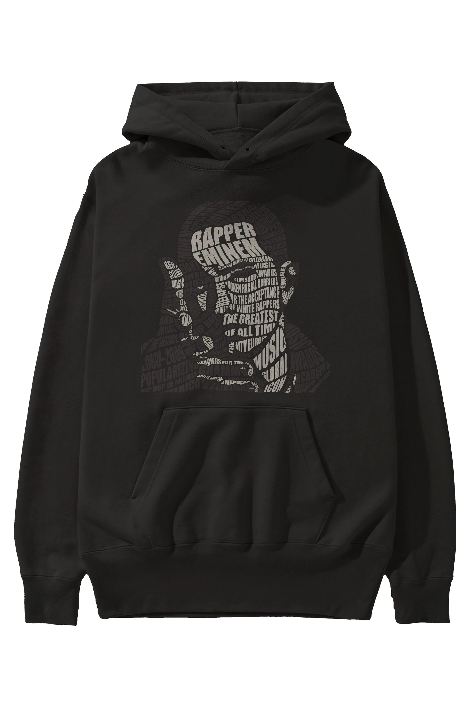 Eminem Calligram Ön Baskılı Hoodie Oversize Kapüşonlu Sweatshirt Erkek Kadın Unisex