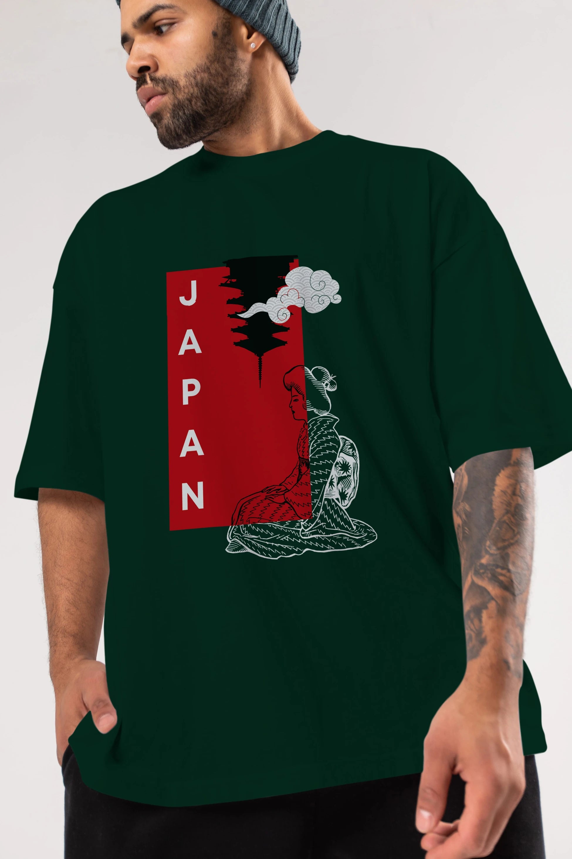 Japan Yazılı Streetwear Ön Baskılı Oversize t-shirt Erkek Kadın Unisex