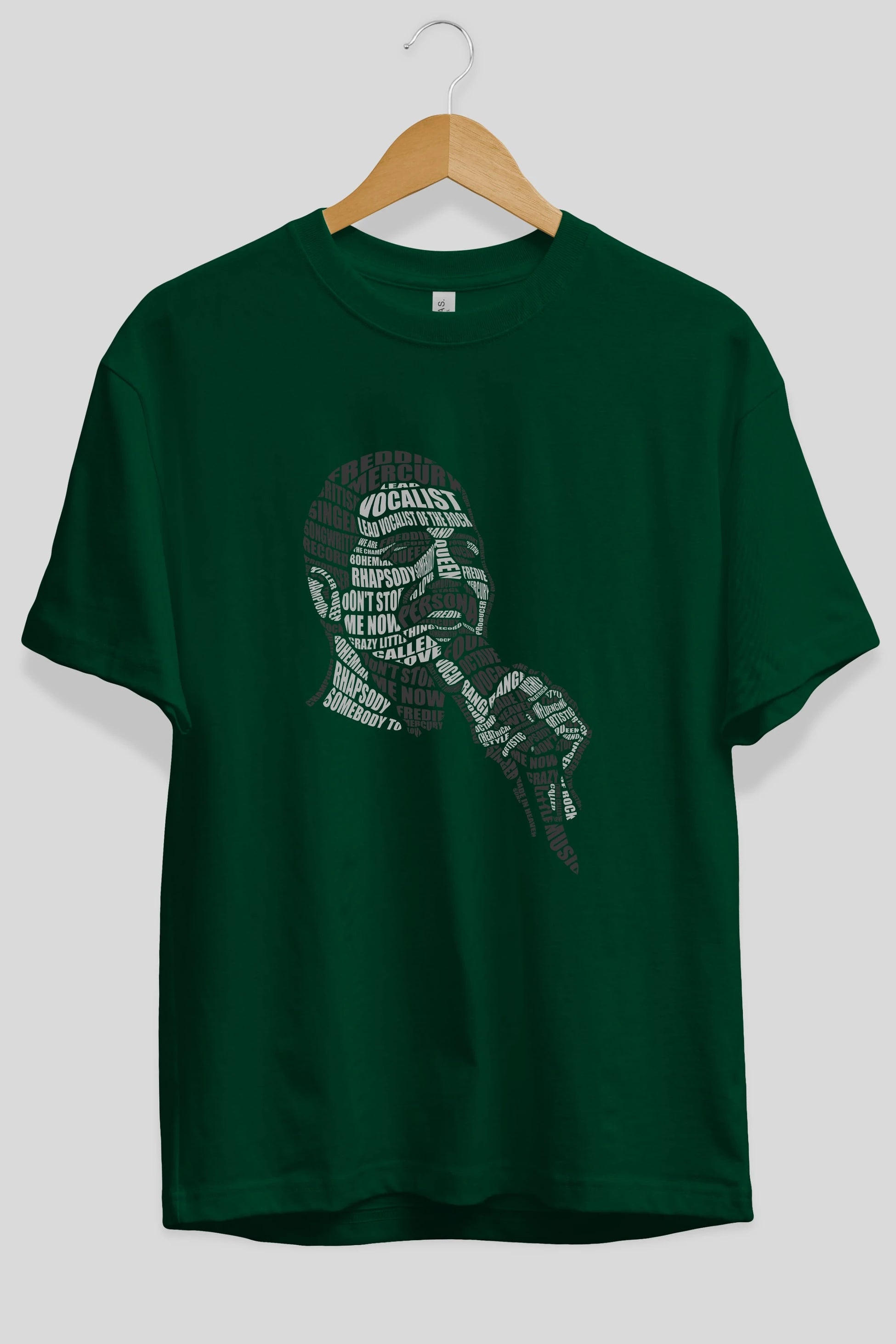 Freddy Mercuri Calligram Ön Baskılı Oversize t-shirt %100 pamuk Erkek Kadın Unisex