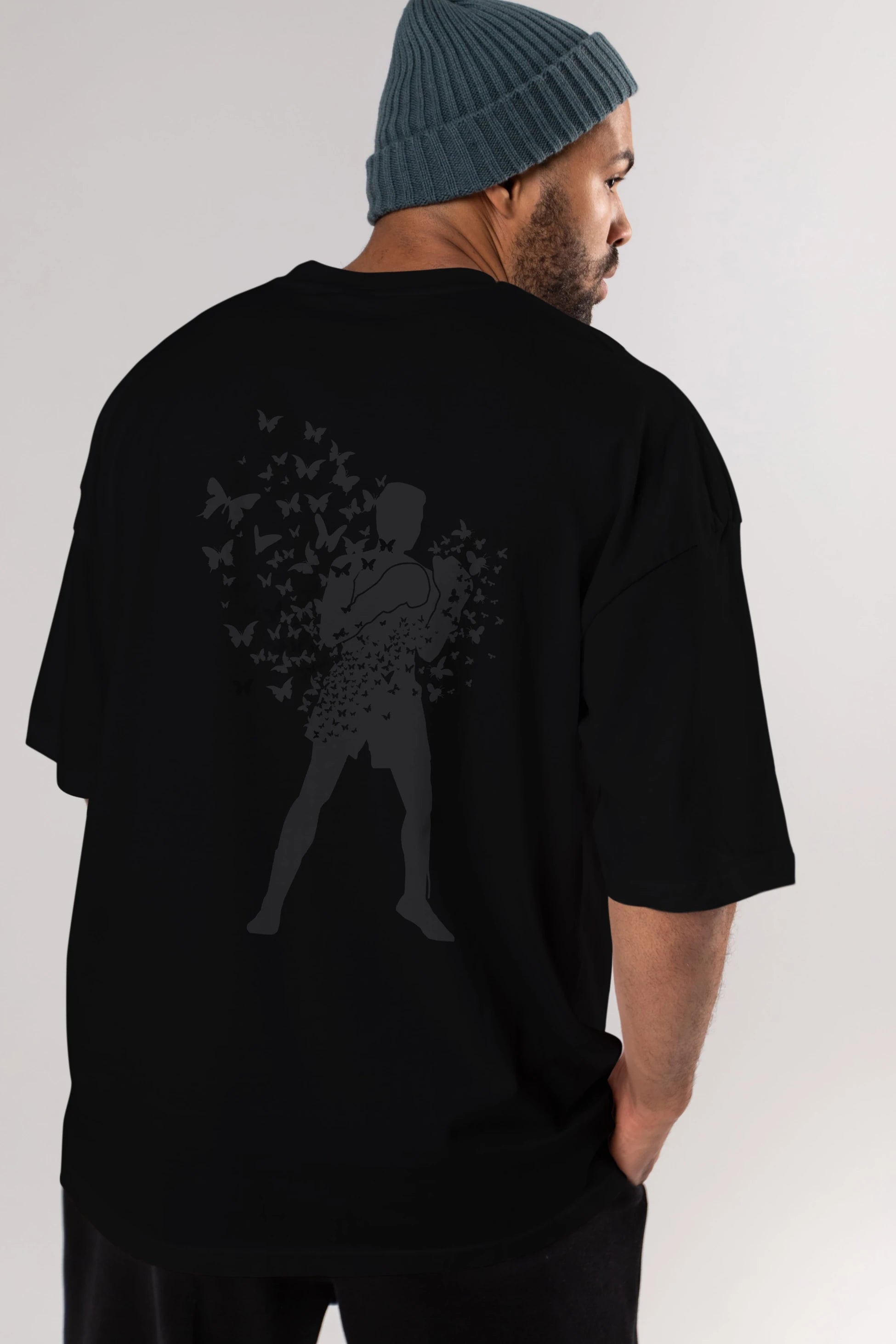 Float Like Butterfly Sting Like Bee Arka Baskılı Oversize t-shirt %100 pamuk Erkek Kadın Unisex