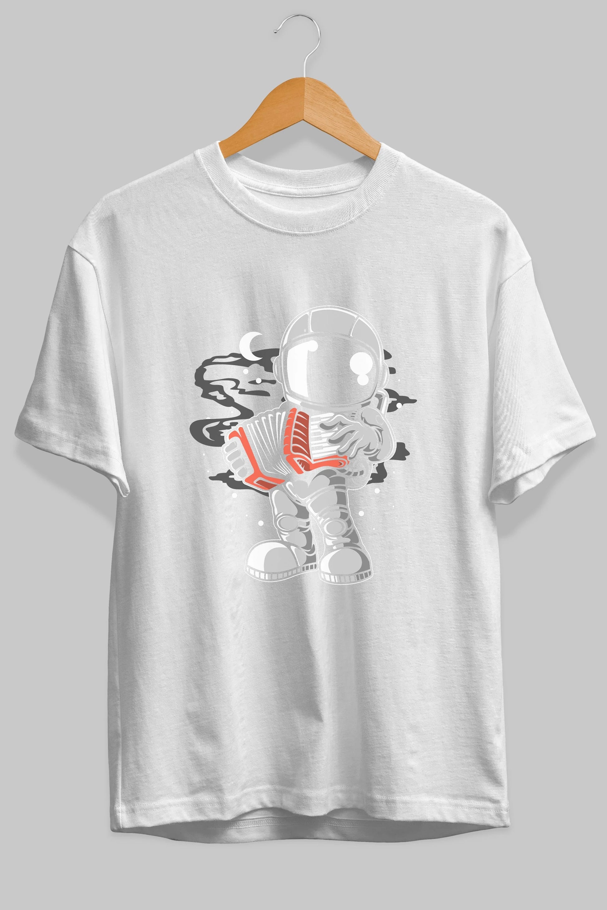 Astronaut Accordion Ön Baskılı Oversize t-shirt Erkek Kadın Unisex