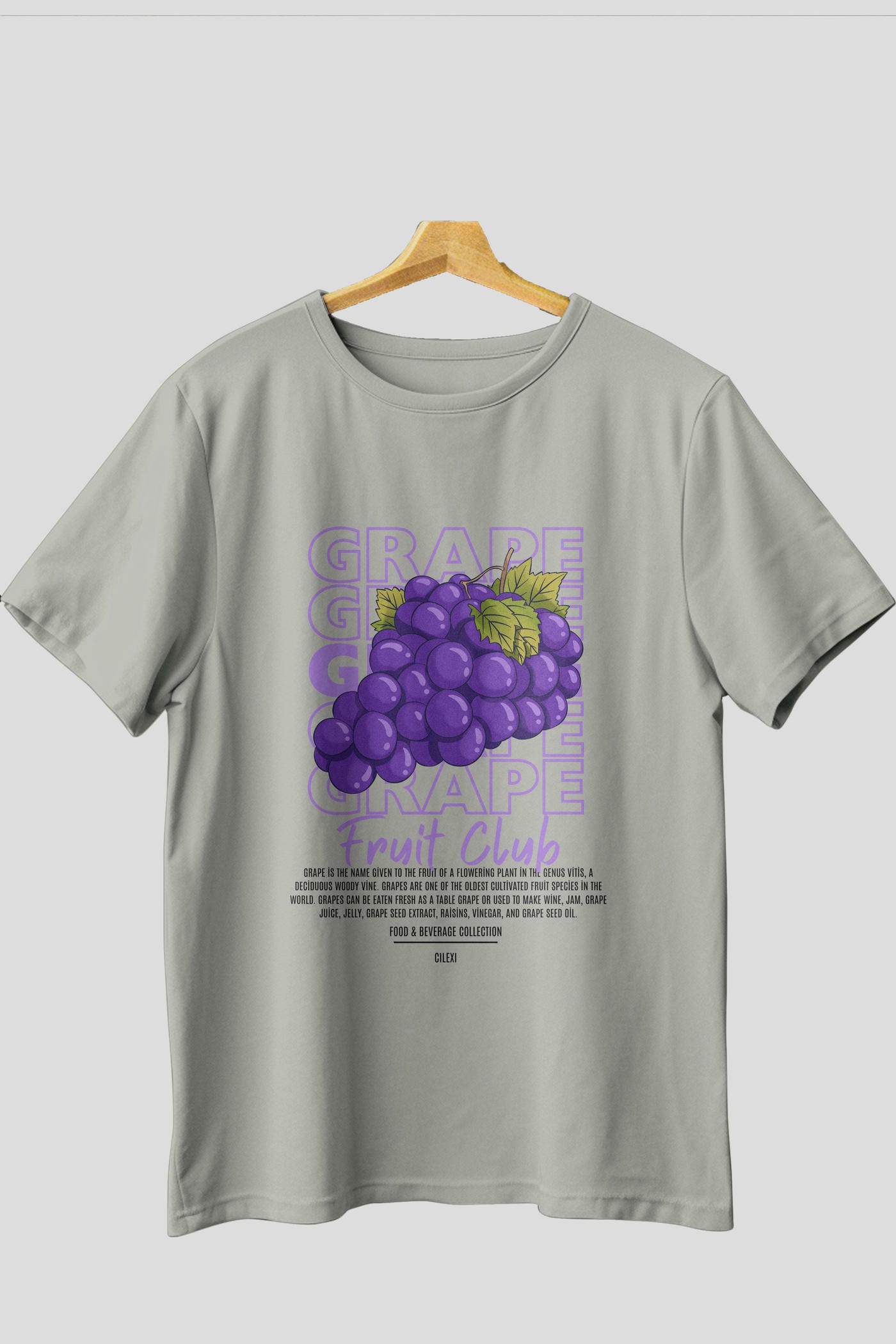 Grape Ön Baskılı Oversize t-shirt Erkek Kadın Pamuk Bisiklet Yaka tişort