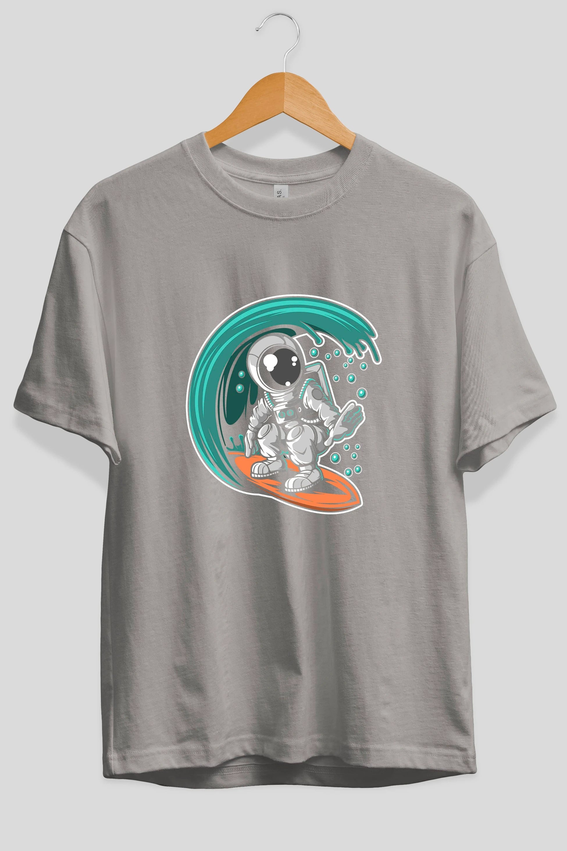 Astronaut Surfing Ön Baskılı Oversize t-shirt Erkek Kadın Unisex