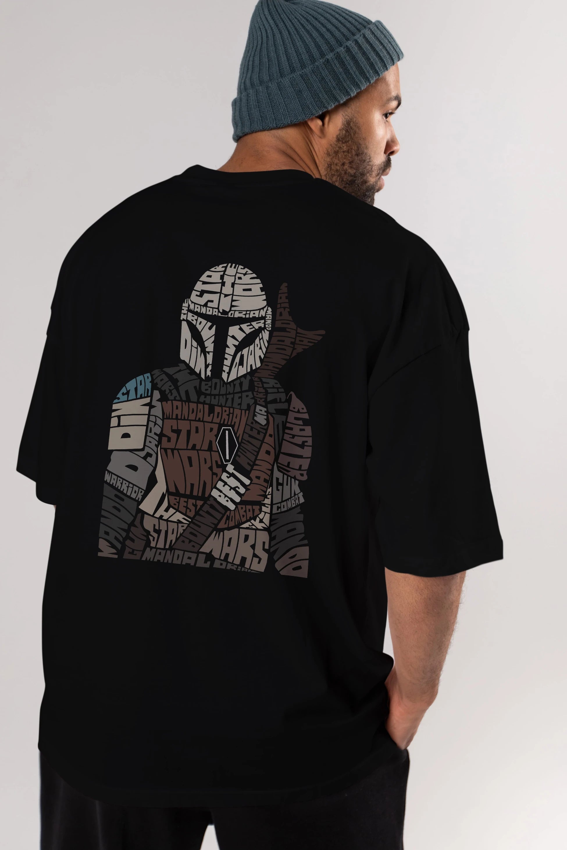 Mandalorian Arka Baskılı Oversize t-shirt %100 pamuk Erkek Kadın Unisex