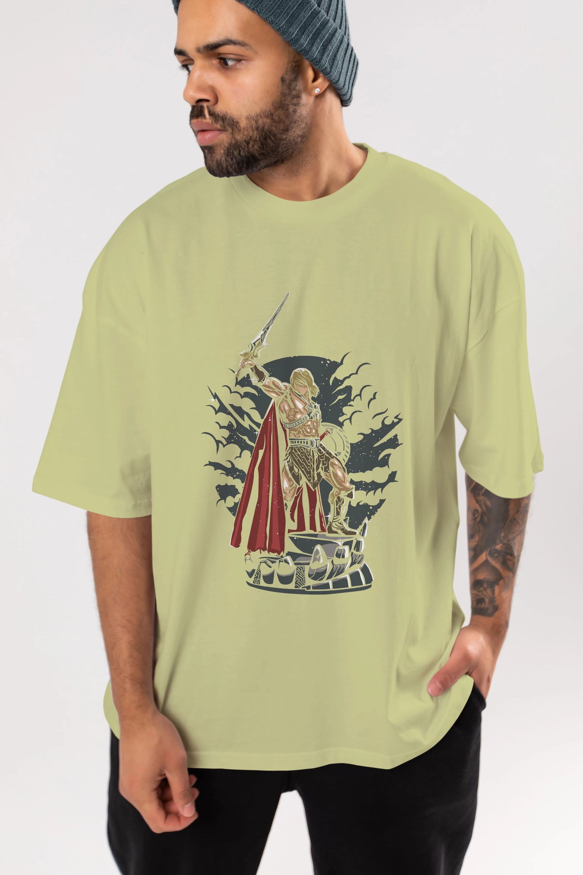 Warrior Ön Baskılı Oversize t-shirt Erkek Kadın Unisex %100 Pamuk tişort