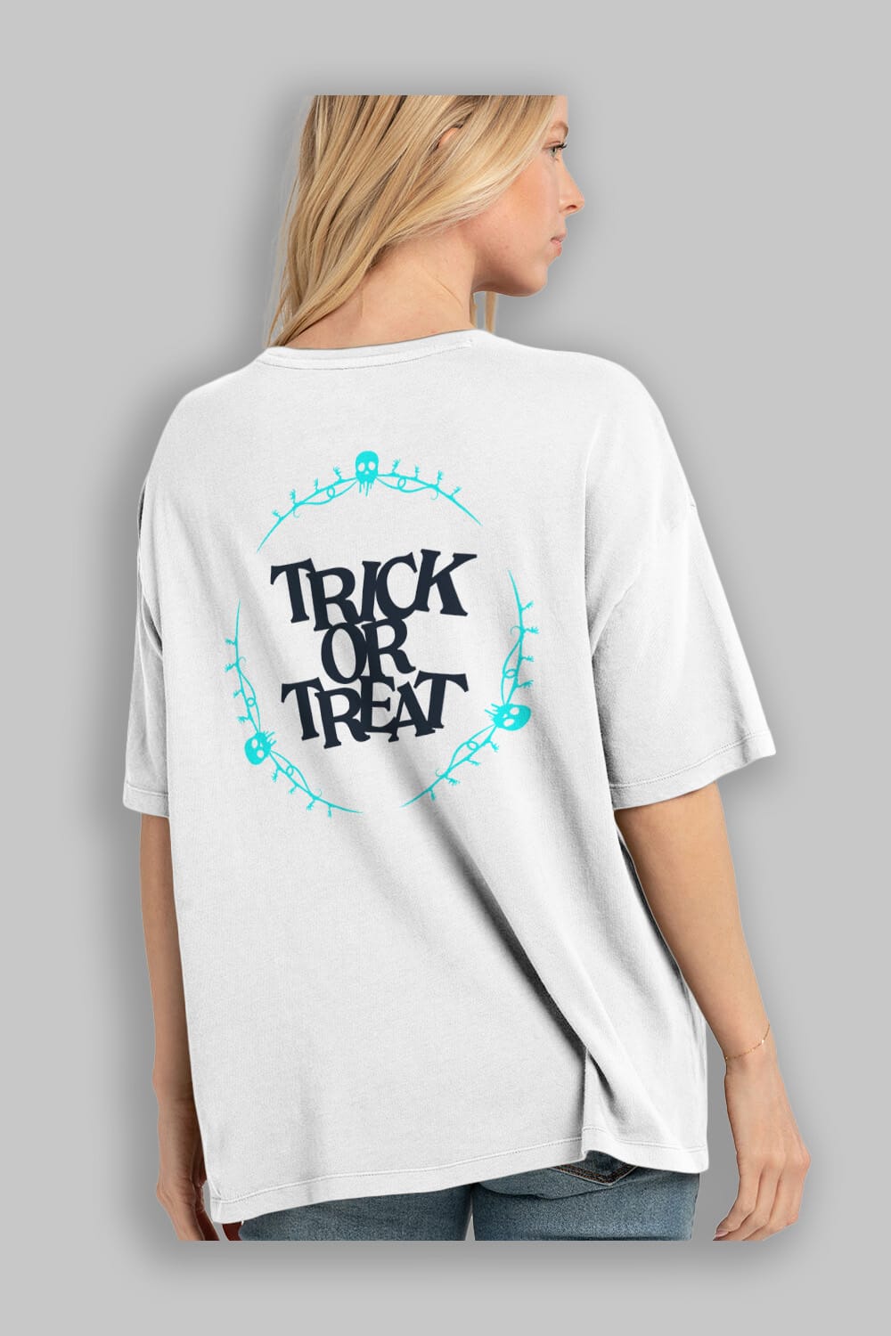 Trick or Treat Yazılı Arka Baskılı Oversize t-shirt Erkek Kadın Unisex