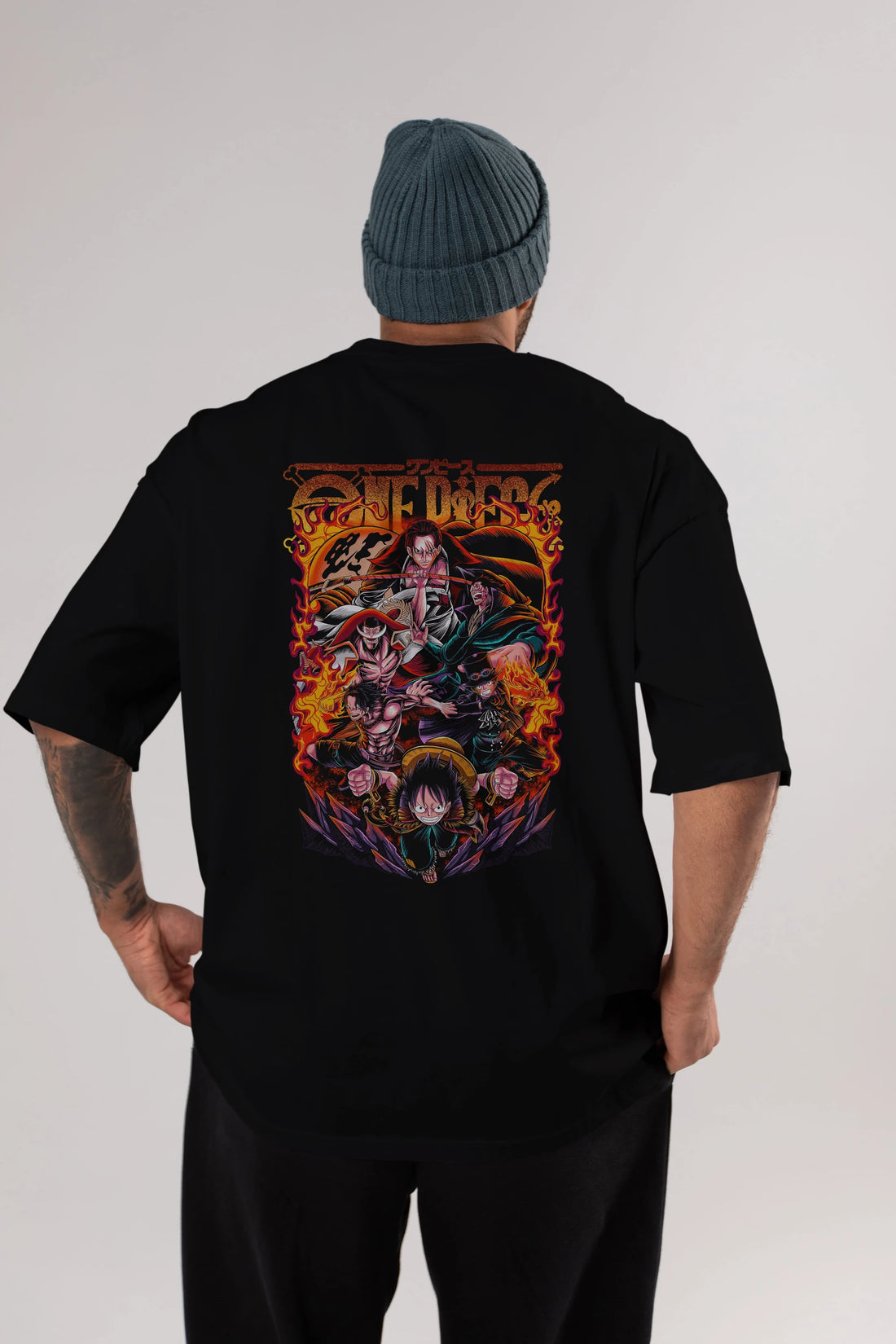 ONE PIECE (3) Anime Arka Baskılı Oversize t-shirt Erkek Kadın Unisex