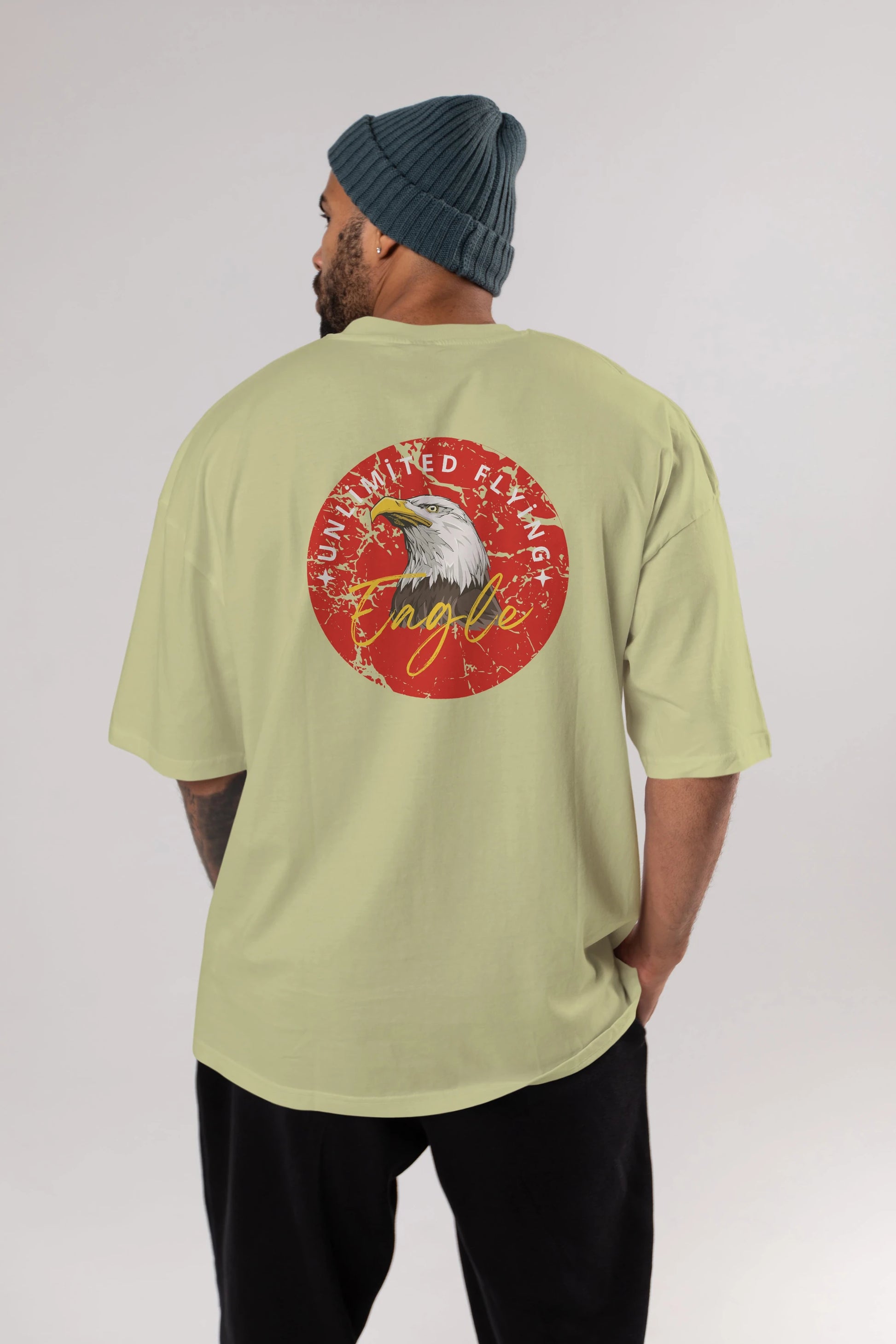 Unlimited Flying Yazılı Arka Baskılı Oversize t-shirt Erkek Kadın Unisex