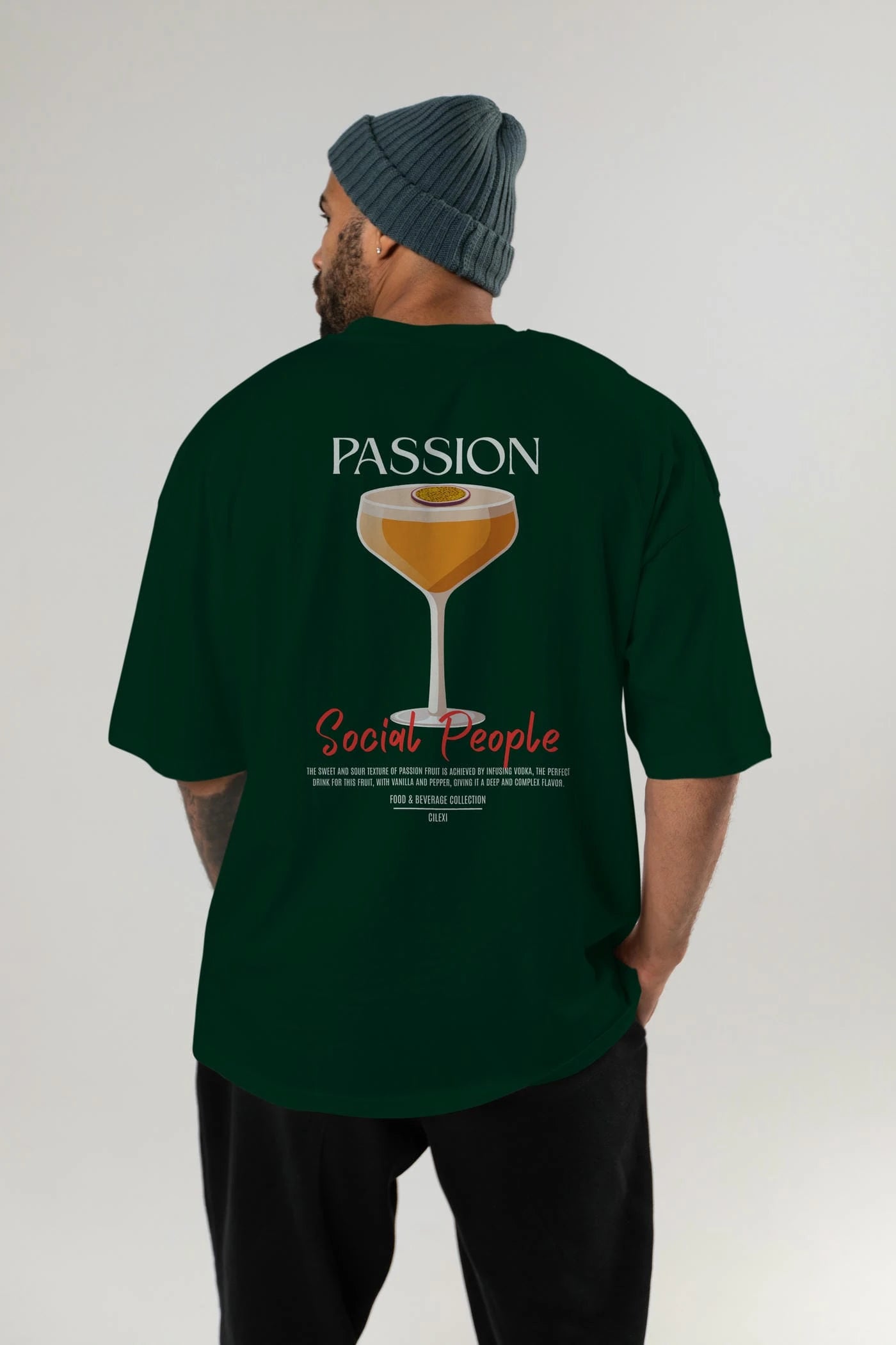 Passion Kokteyl Serisi Baskılı Oversize t-shirt Erkek Kadın Unisex %100 Pamuk Bisiklet Yaka tişort