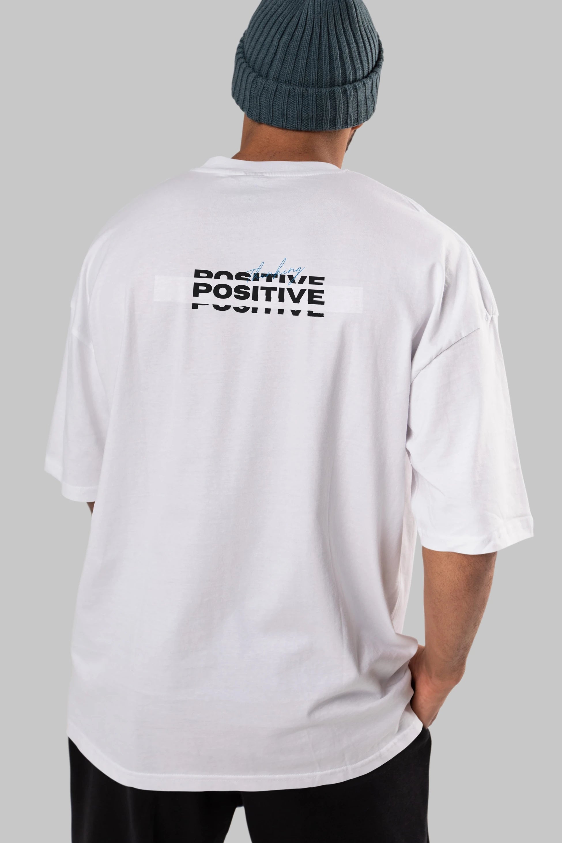 Positive Thinking Arka Baskılı Oversize t-shirt Erkek Kadın Unisex