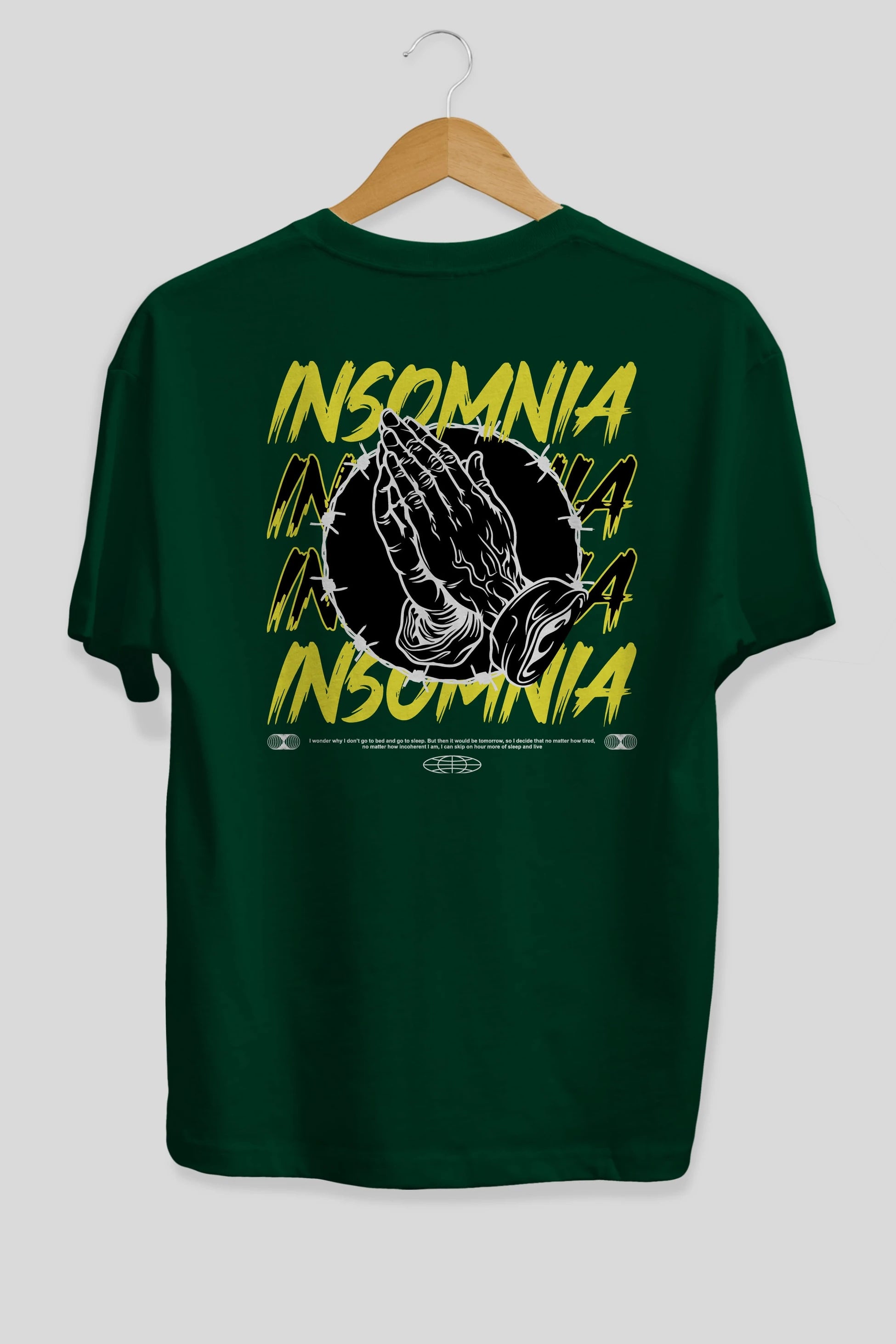 Insomnia Streetwear Arka Baskılı Oversize t-shirt Erkek Kadın Unisex